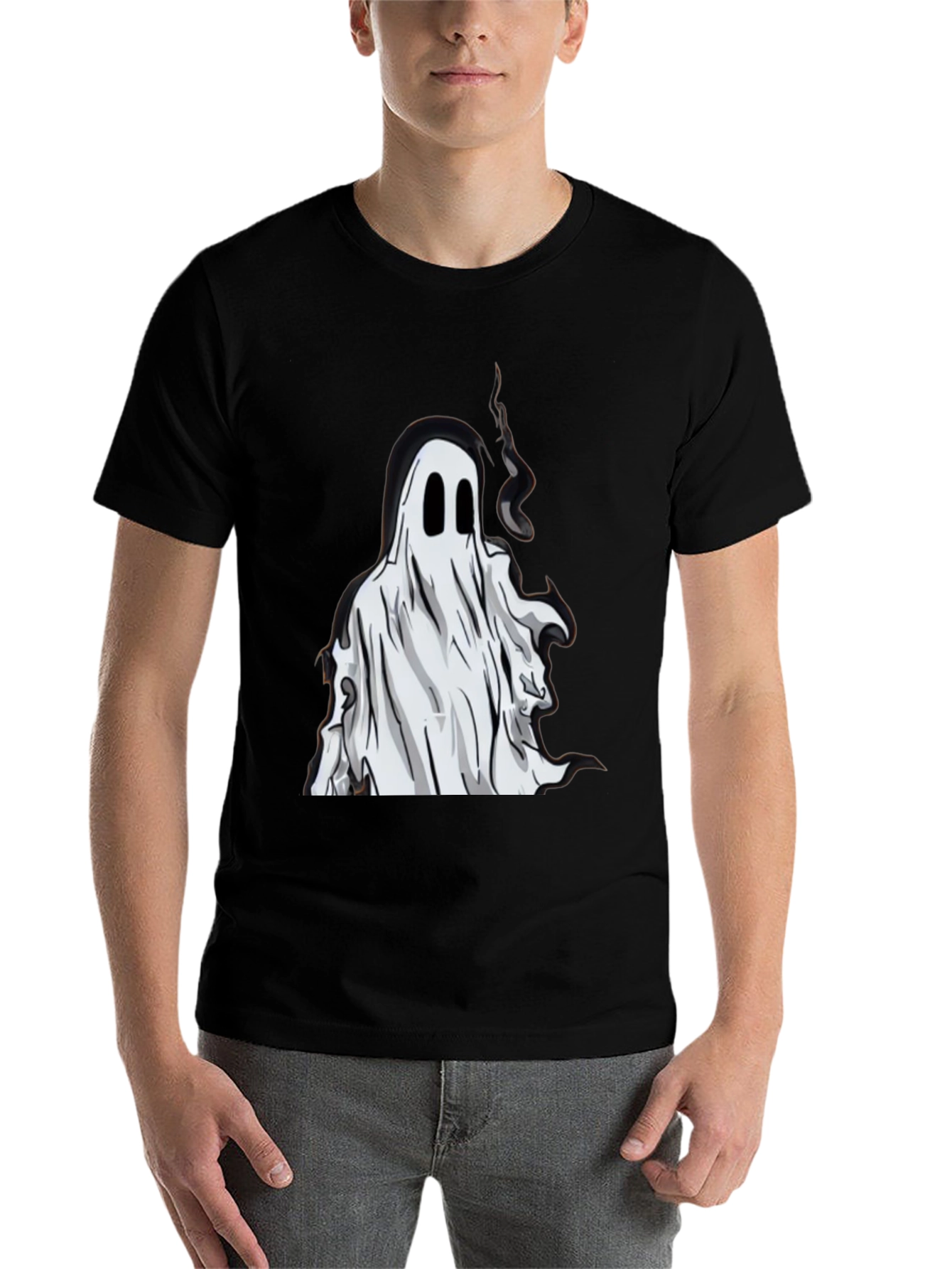 Black Ghost Graphic Tee - Spooky Season Style view 7