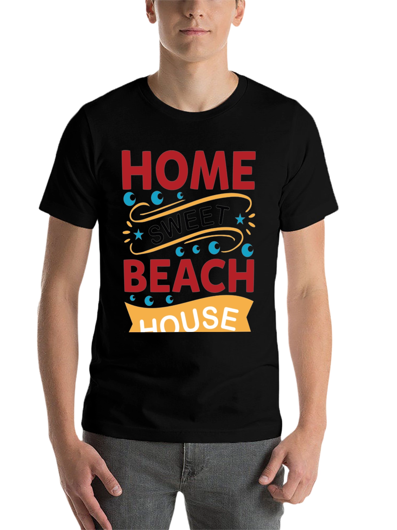 Black Home Sweet Beach House Graphic Tee view 7