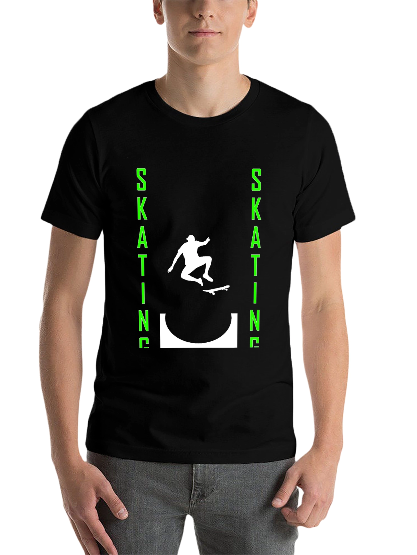 Black Skating T-Shirt - Cool Graphic Design view 7