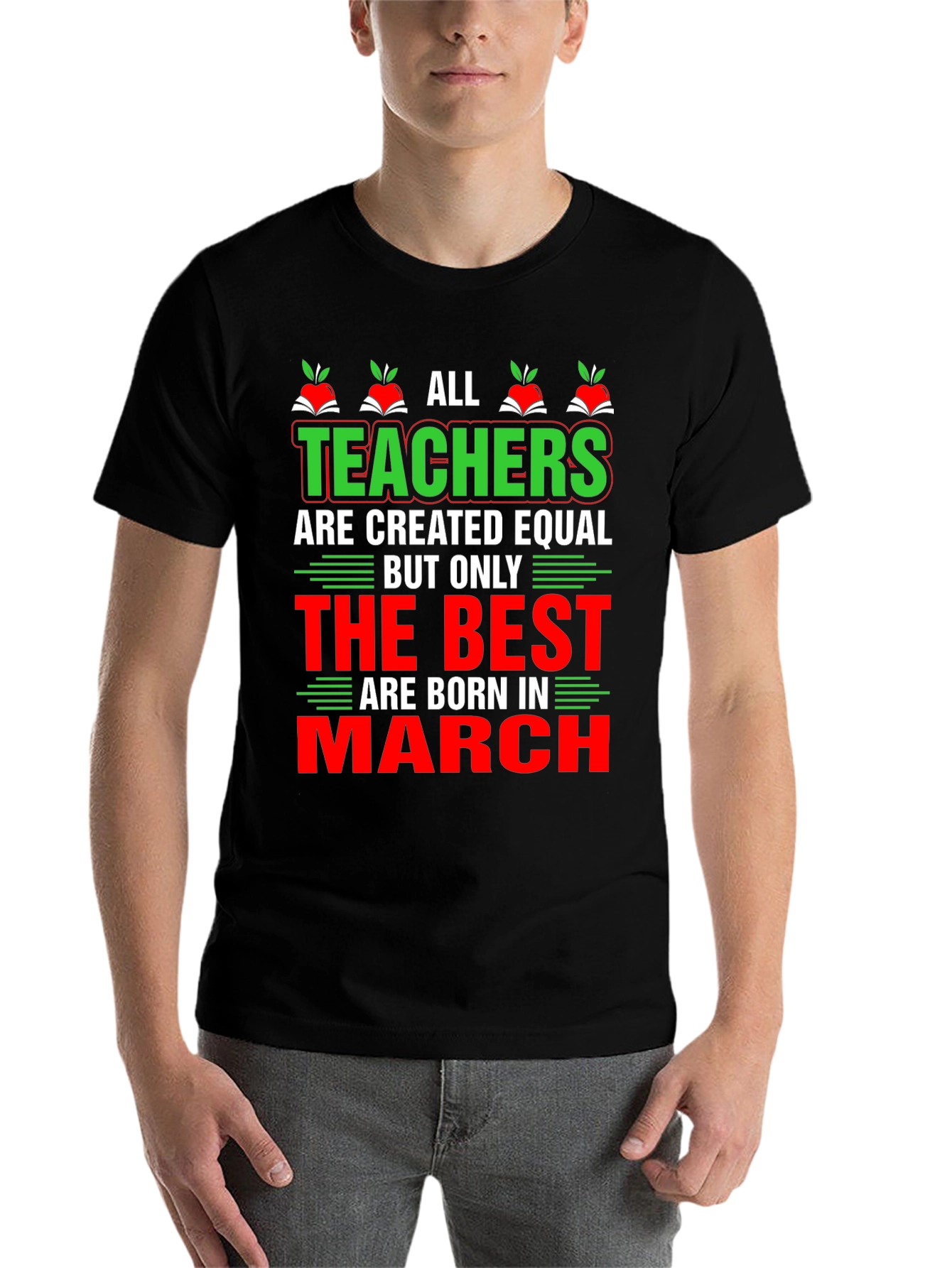 Black All Teachers are Created Equal T-Shirt view 7