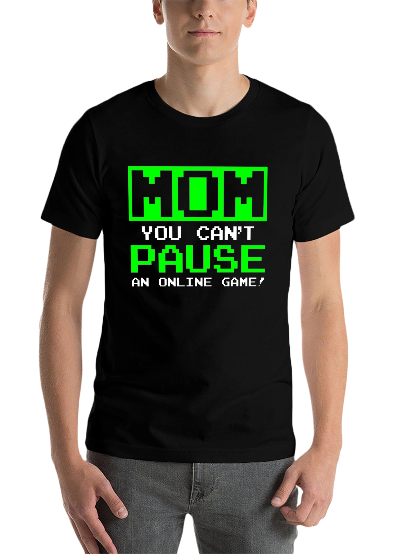 Black Gamer T-Shirt - Mom You Can't Pause view 7