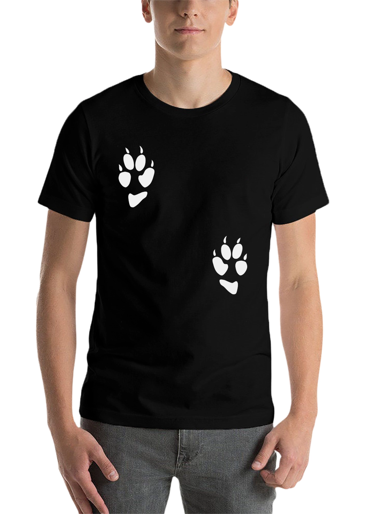 Paw Print Graphic Tee - Stylish Black T-Shirt - 7