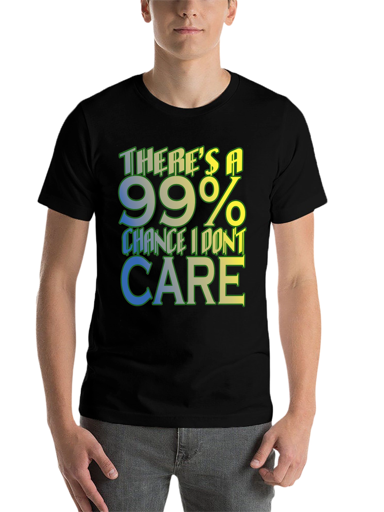 Black Funny '99% Chance I Don't Care' Graphic Tee view 7