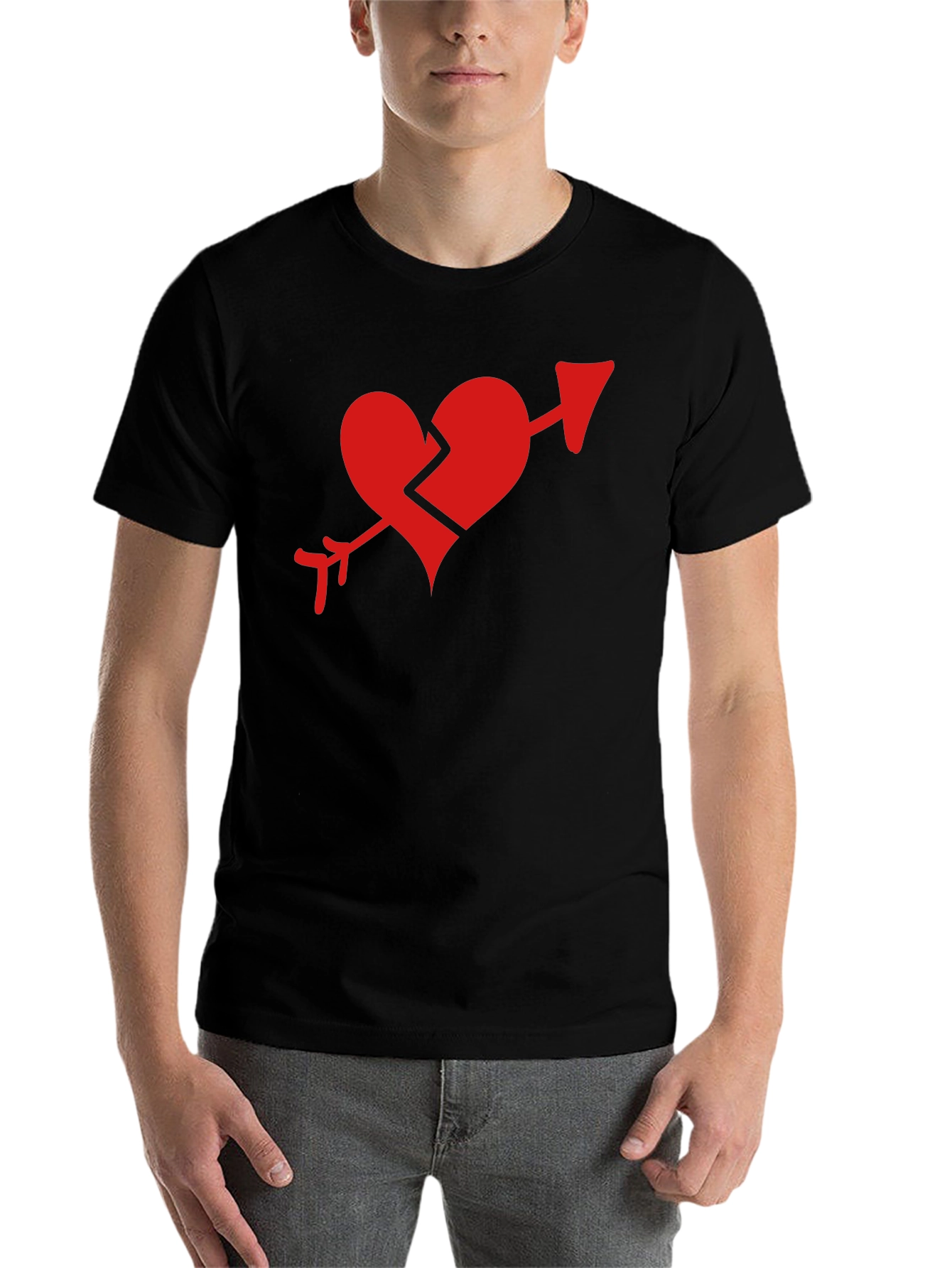 Black Broken Heart Arrow Graphic Tee - Mens T-Shirt view 7