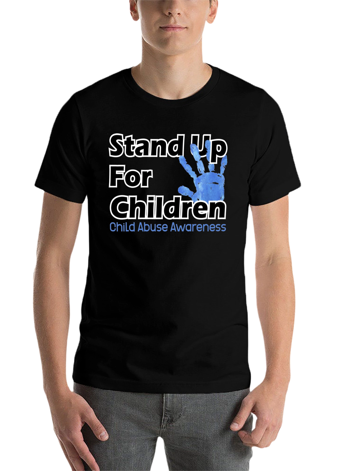 Black Stand Up For Children Awareness T-Shirt view 7