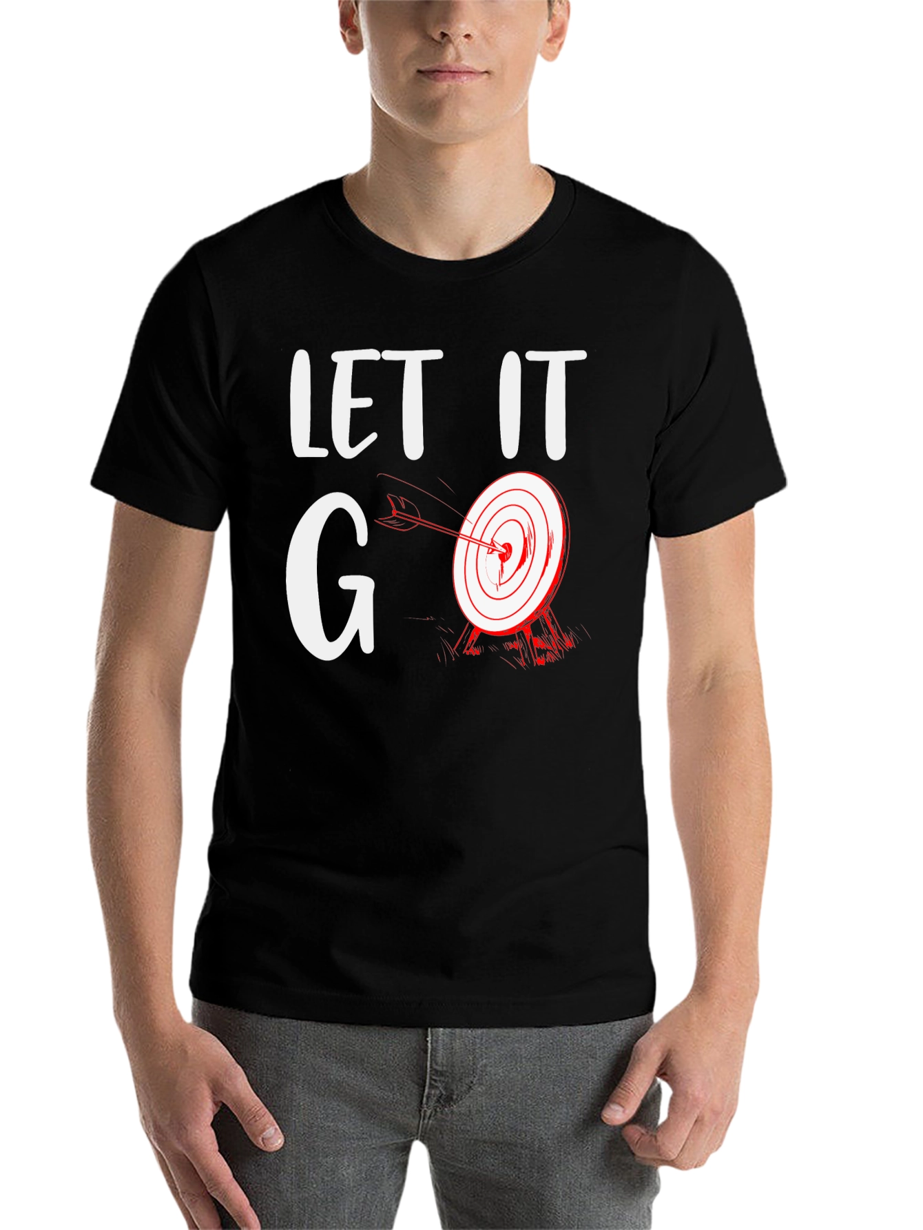 Black Let It Go Target T-Shirt - Funny Archery Tee view 7