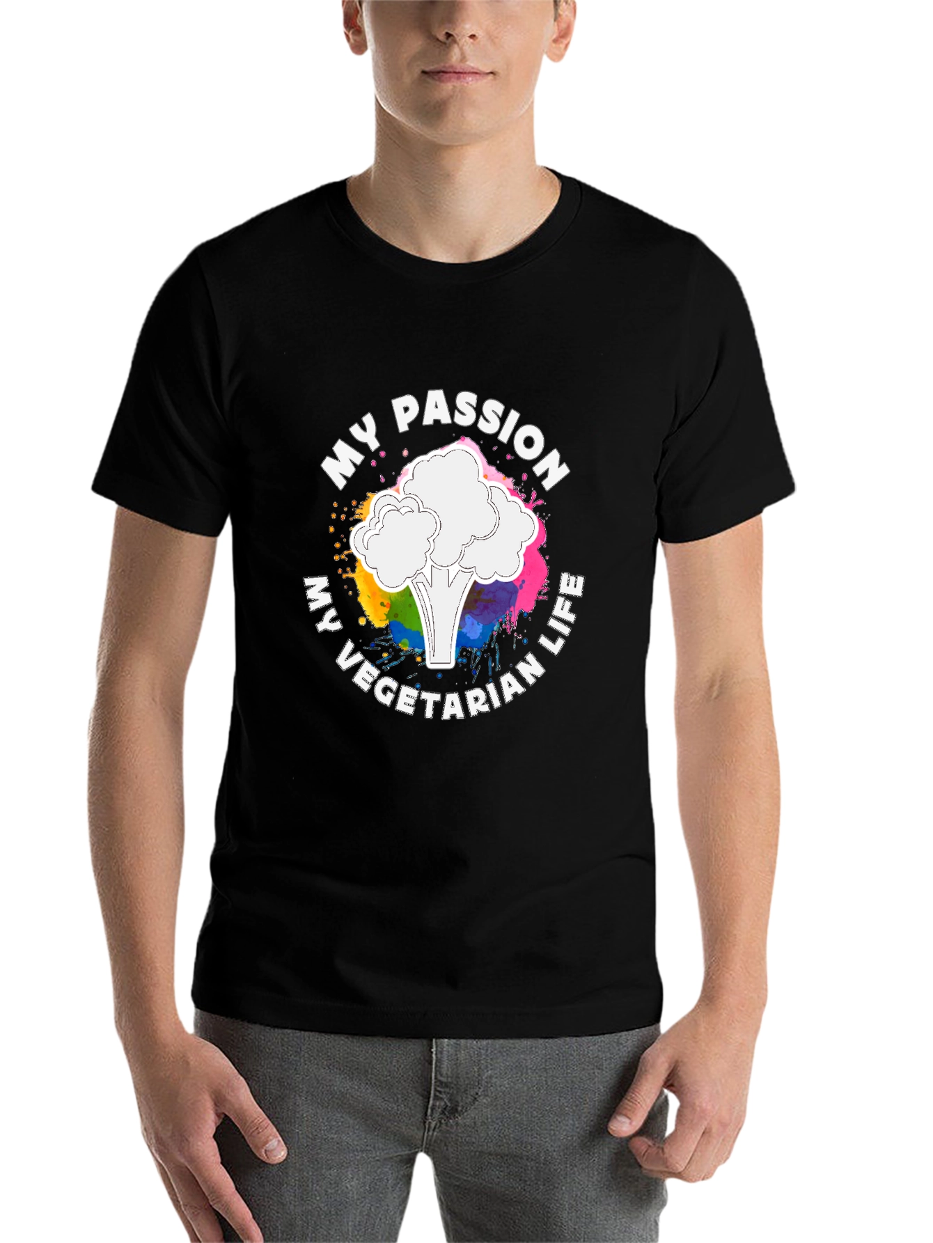 Black My Passion Vegetarian Life T-Shirt view 7