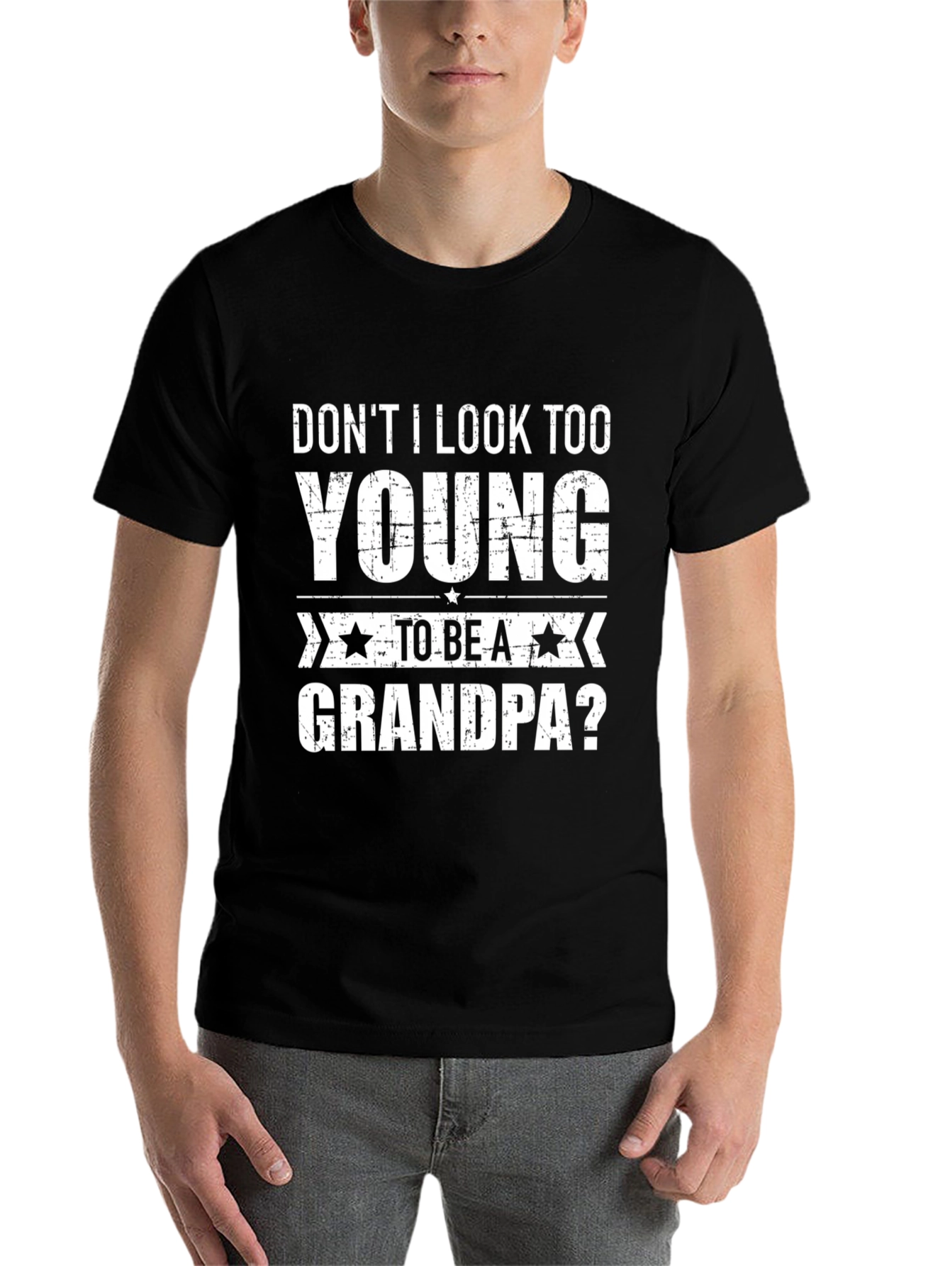 Black Funny Grandpa T-Shirt - Don't I Look Too Young? view 7