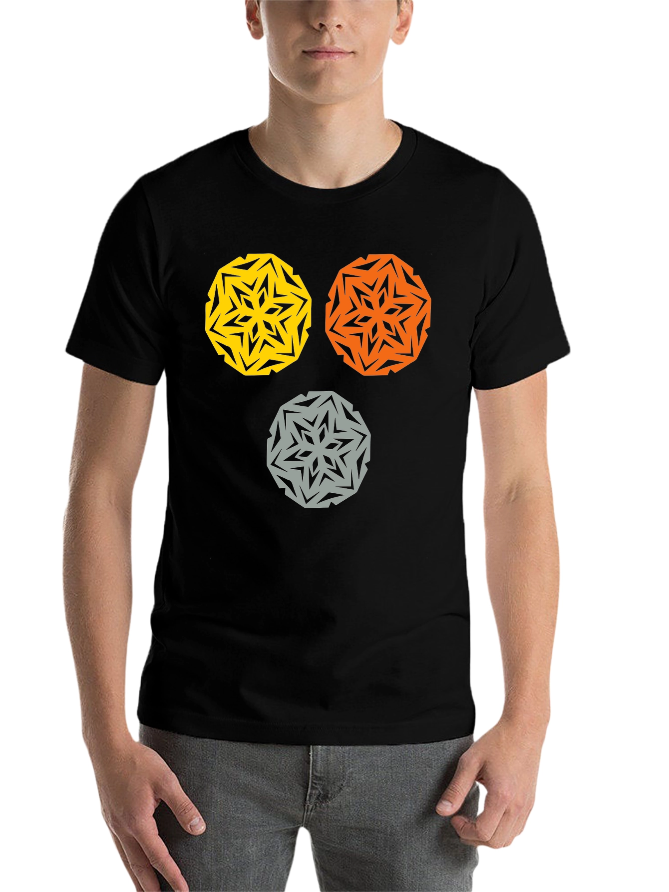 Black Geometric Mandala Graphic Tee - Stylish Cotton Blend view 7