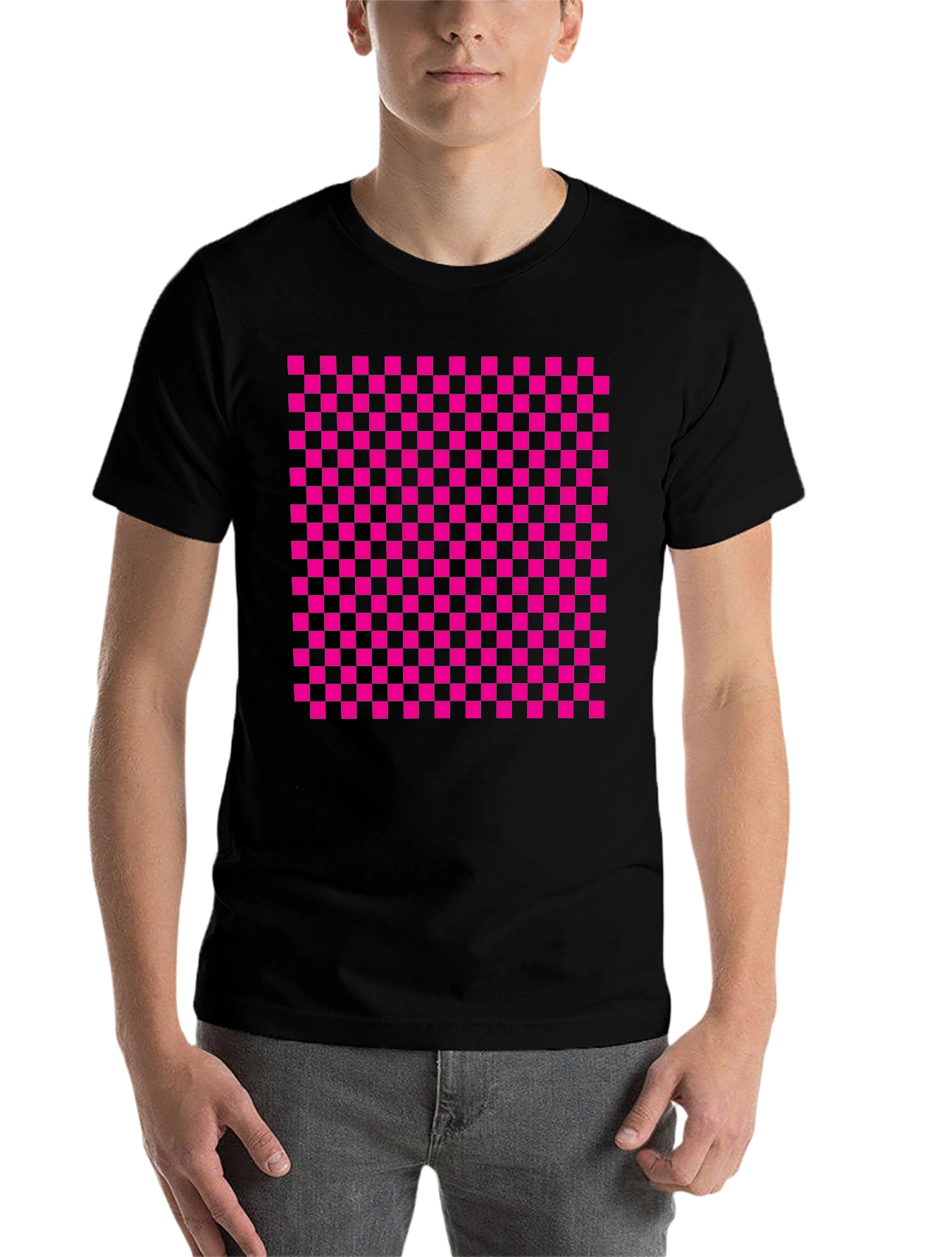 Black Checkerboard Graphic Tee - Retro Style view 7