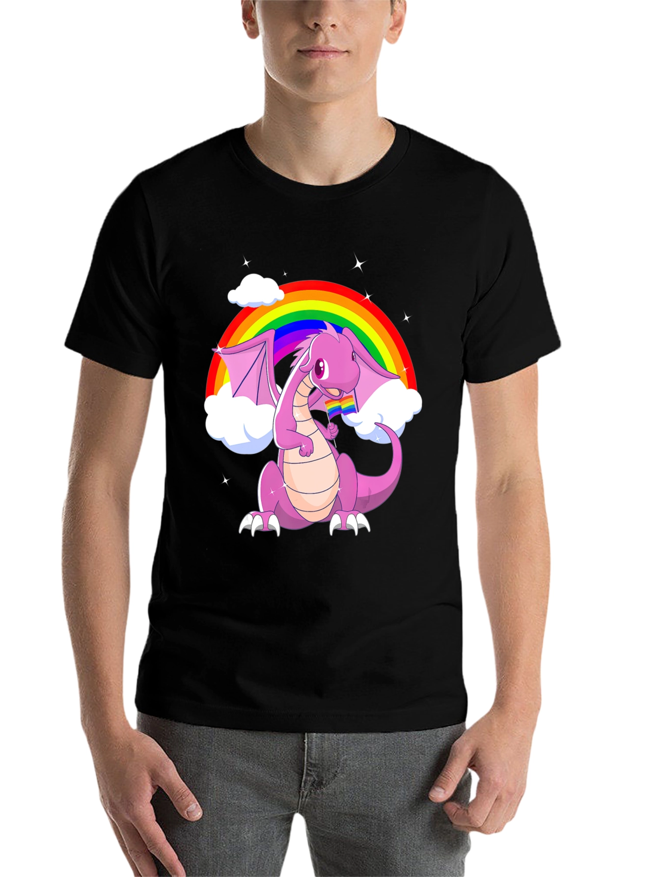 Black Rainbow Dragon Pride T-Shirt view 7
