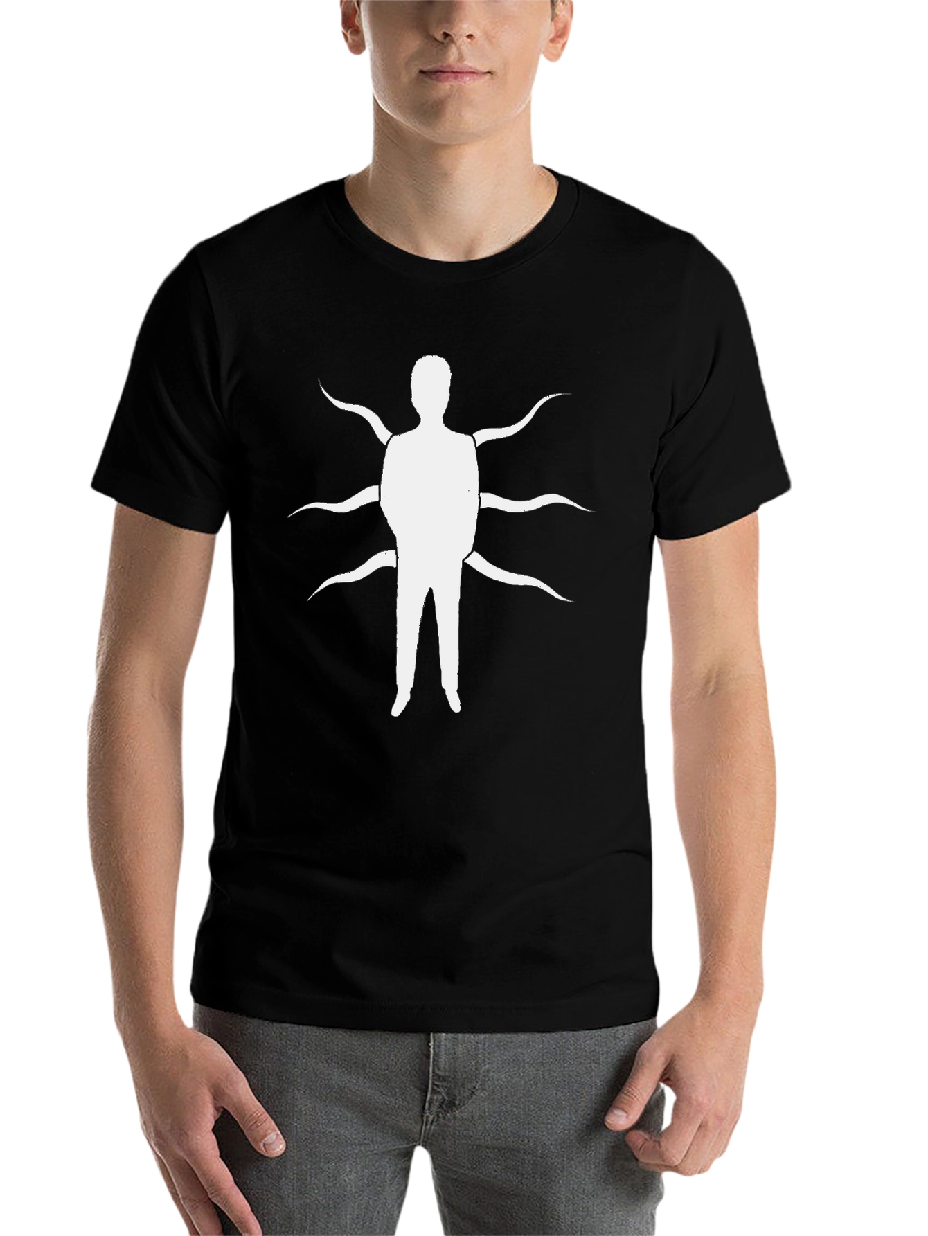 Black Slender Man Graphic Tee - Black Cotton Blend view 7