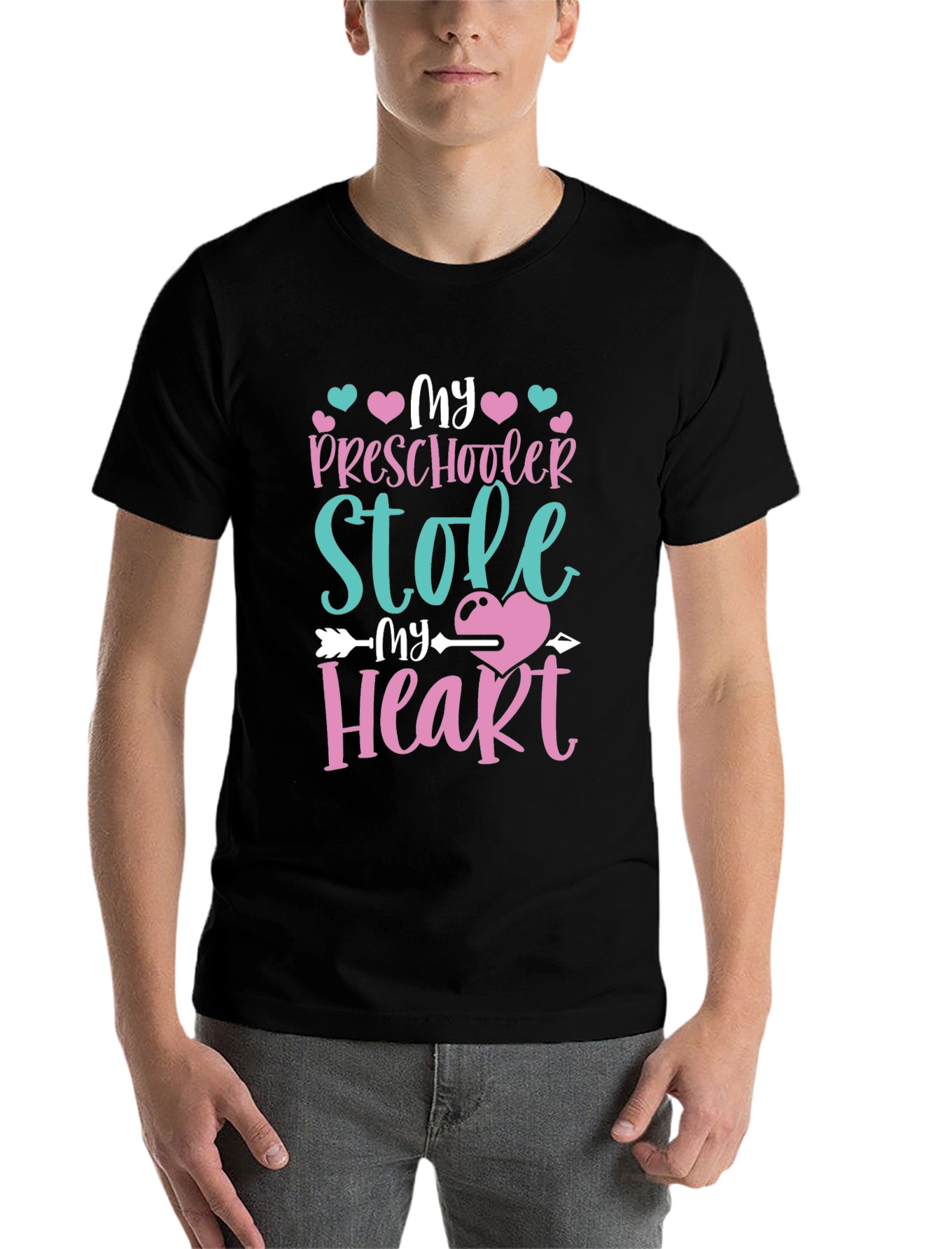 Black My Preschooler Stole My Heart T-Shirt view 7