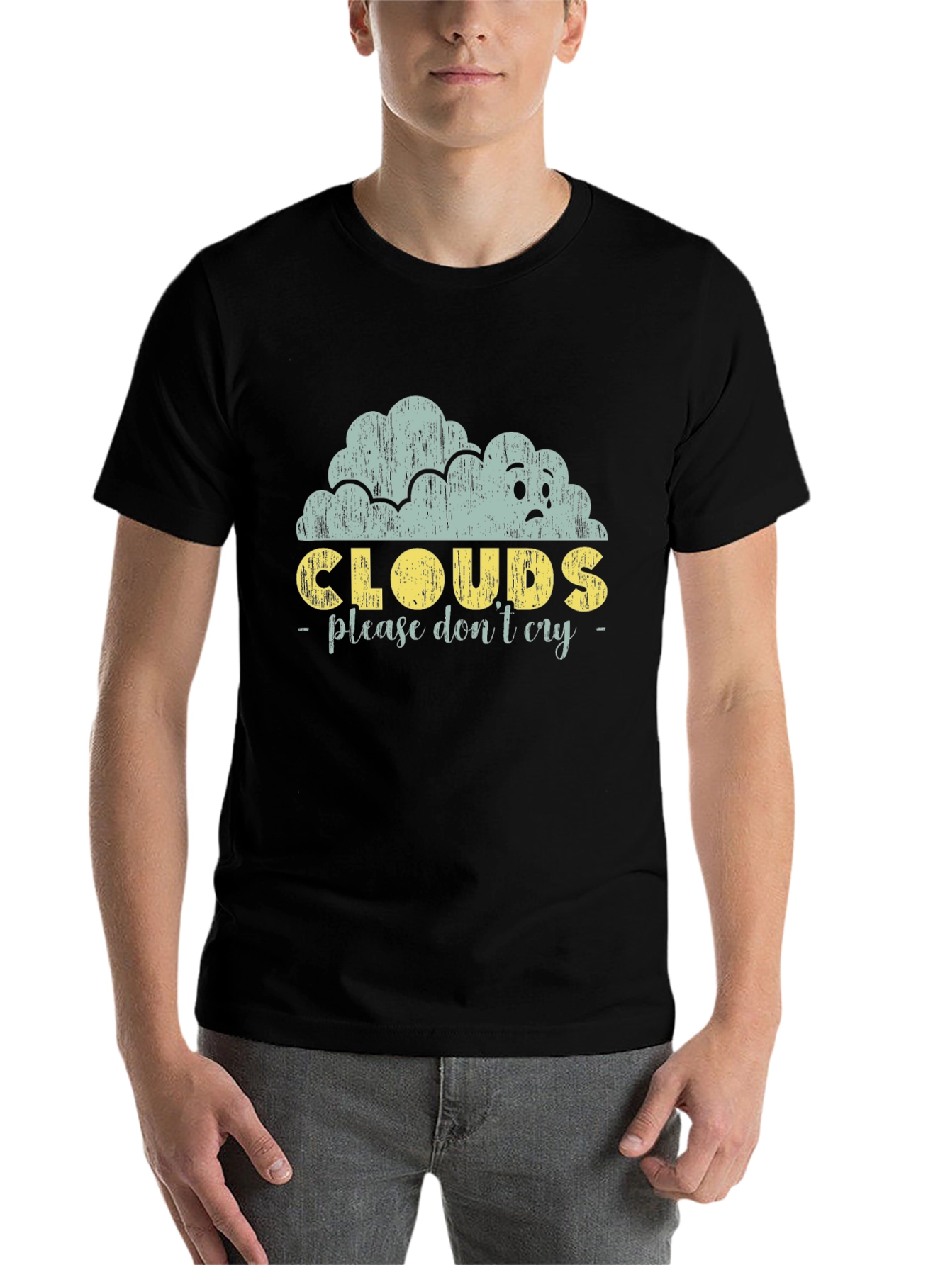 Black Sad Cloud Graphic Print Black Tee view 7