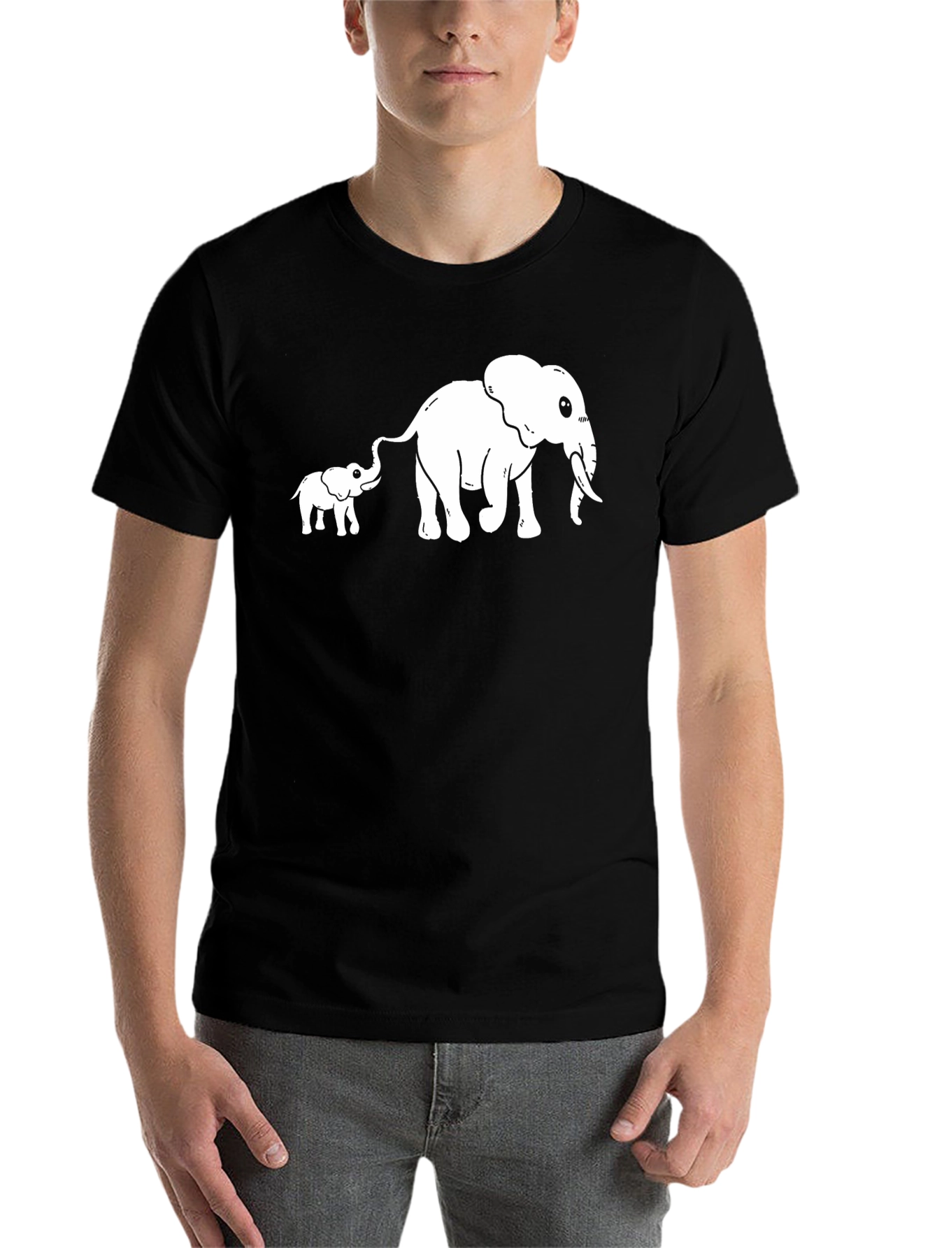 Black Elephant Family Black T-Shirt view 7