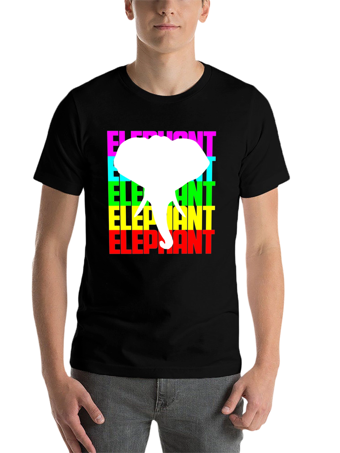 Black Elephant Graphic Tee - Colorful Design view 7