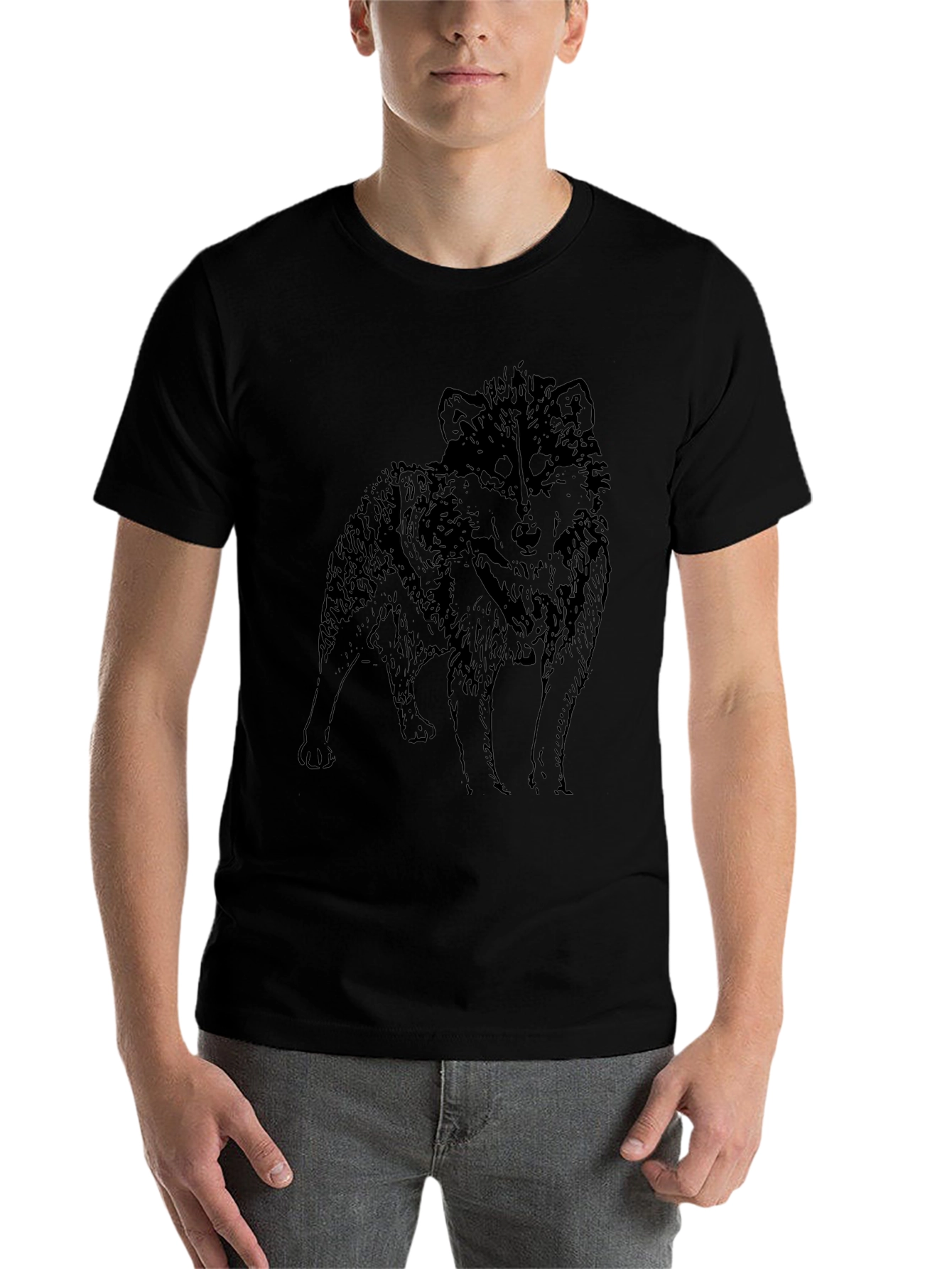 Black Wolf Graphic Black T-Shirt - Men's Short Sleeve view 7