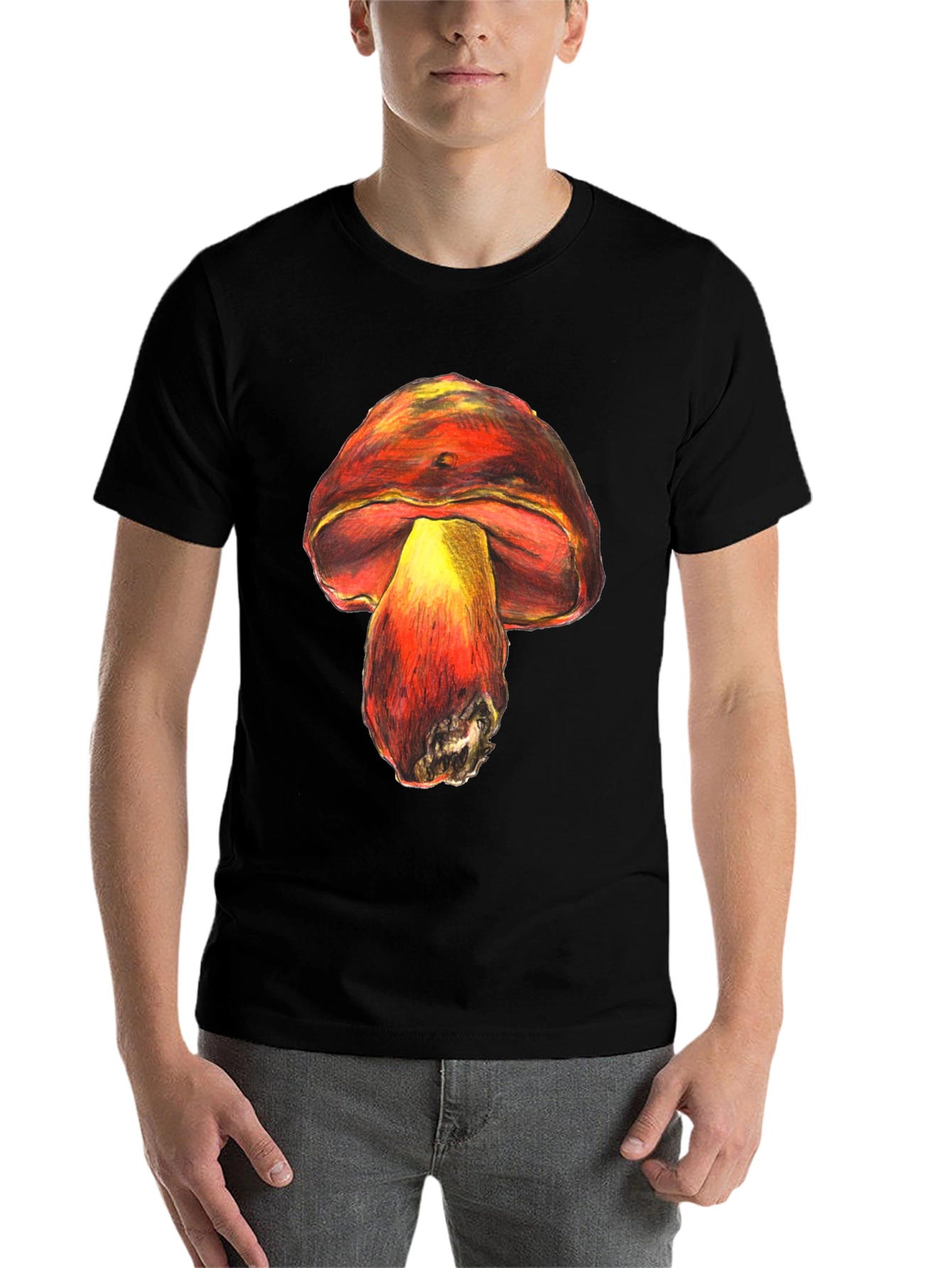 Black Mushroom Graphic Tee - Unique Unisex Design view 7