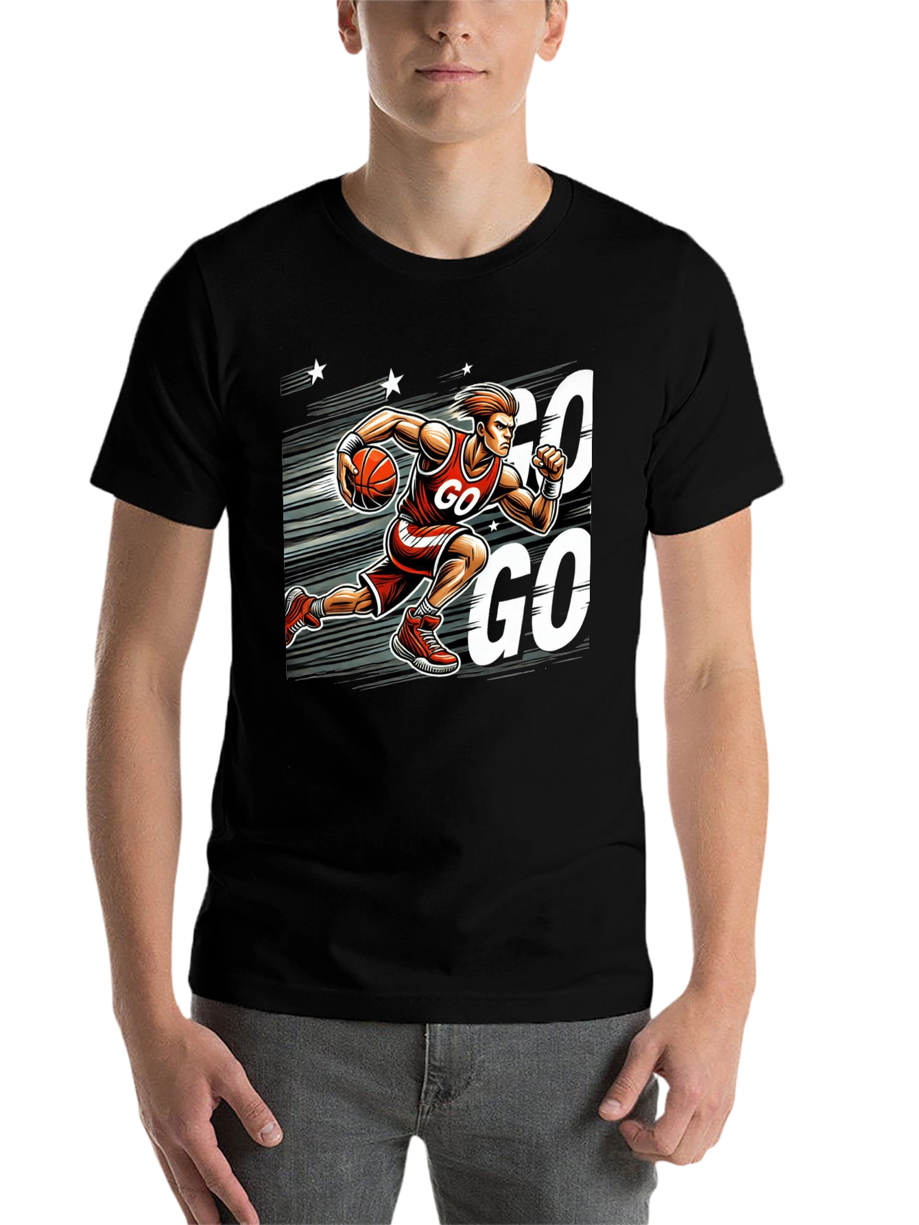 Black Basketball Go T-Shirt view 7