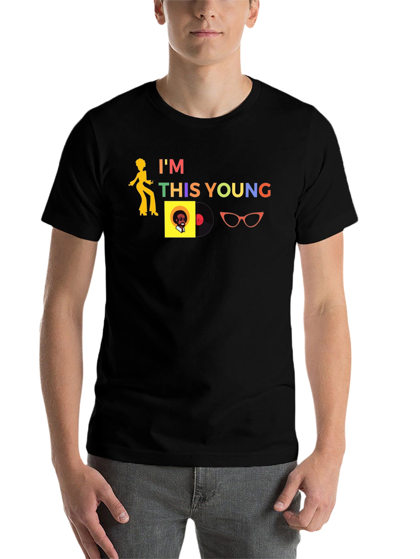 Black I'm This Young Retro Graphic Tee view 7