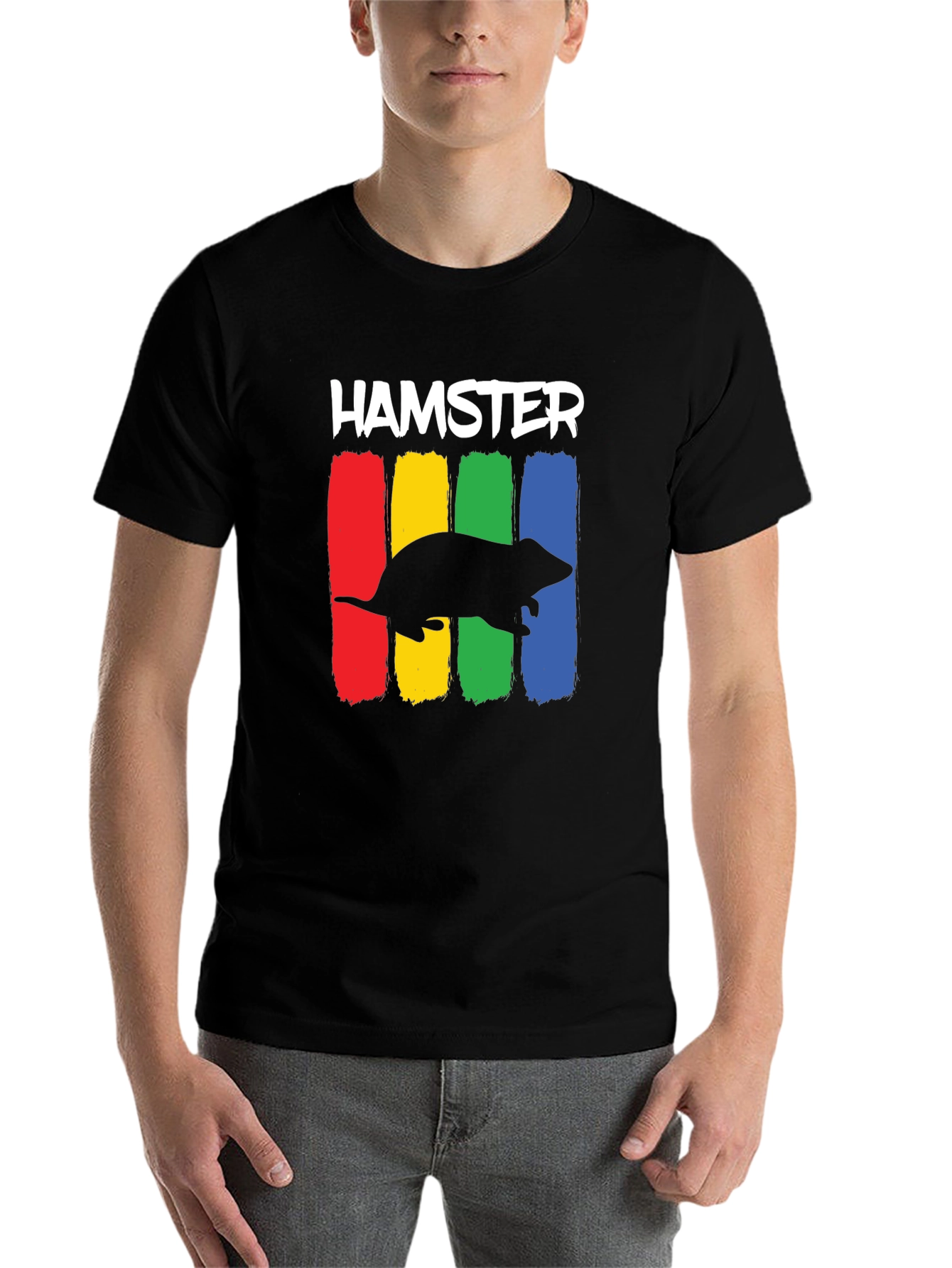 Black Hamster Rainbow T-Shirt - Novelty Animal Tee view 7
