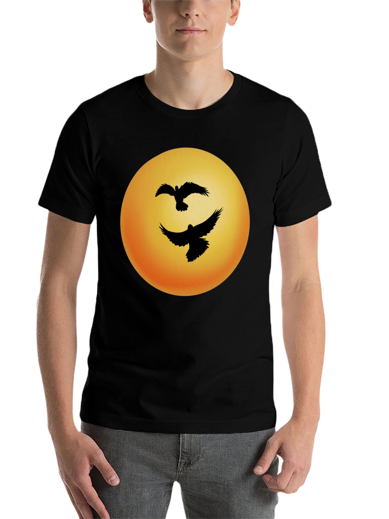 Black Birds Sunset Graphic Tee - Black Cotton Blend view 7