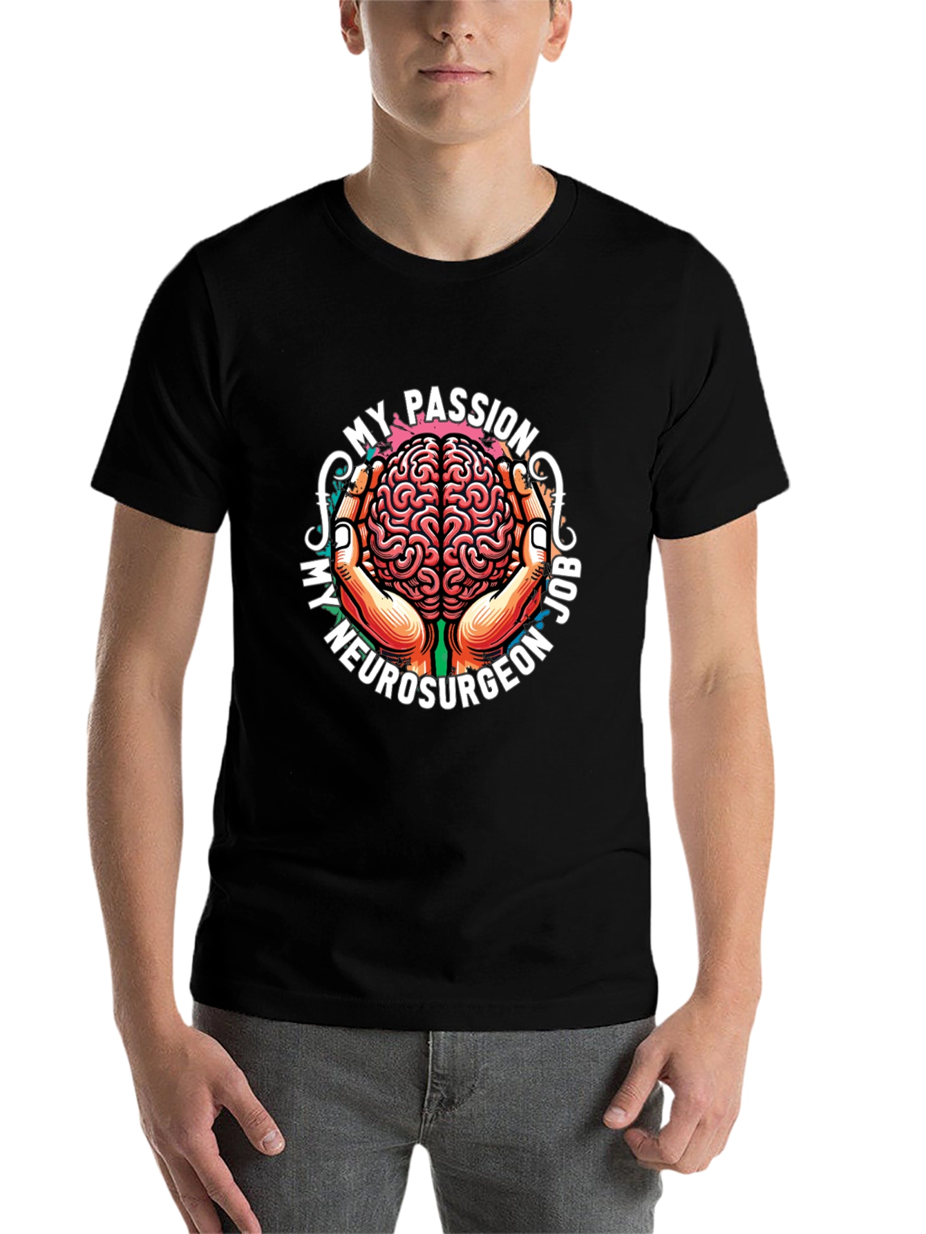 Black Neurosurgeon Passion T-Shirt - Brain Design view 7
