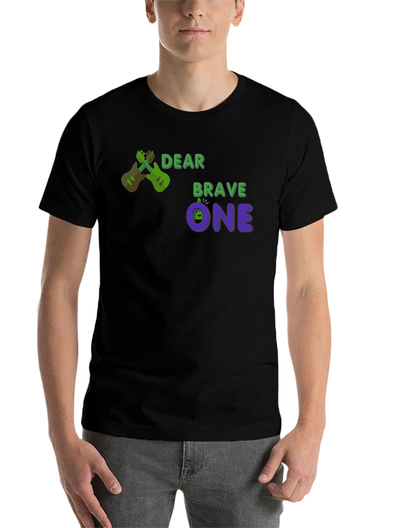 Black Dear Brave One T-Shirt - Guitar Design view 7