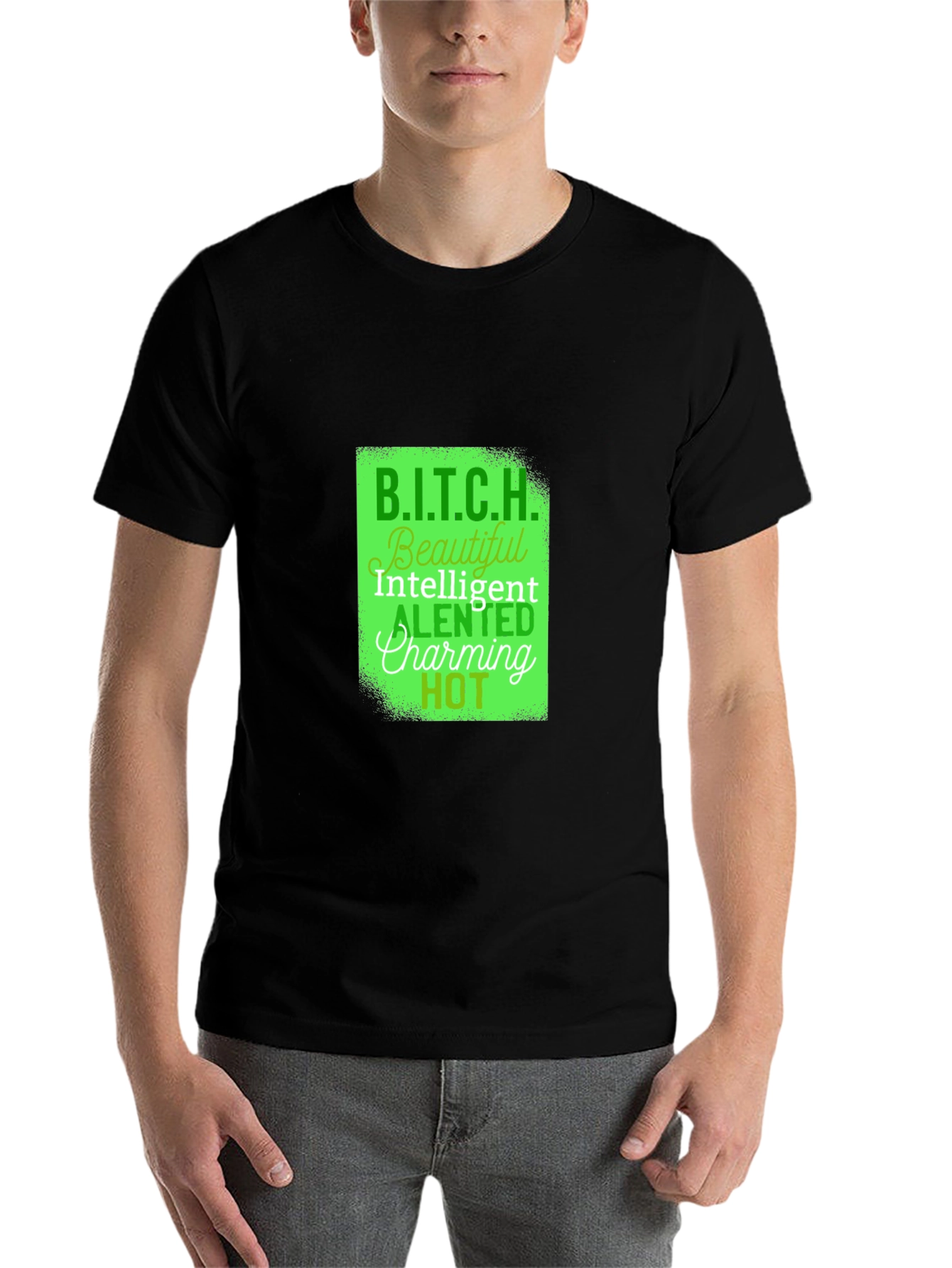 Black B.I.T.C.H. Definition Graphic Tee - Black view 7