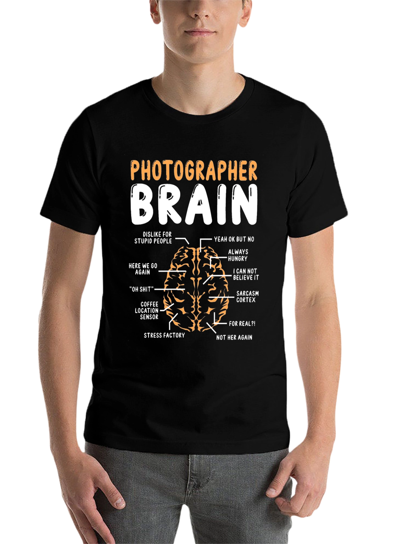 Black Photographer Brain Anatomy T-Shirt - Funny Photography Humor Tee view 7