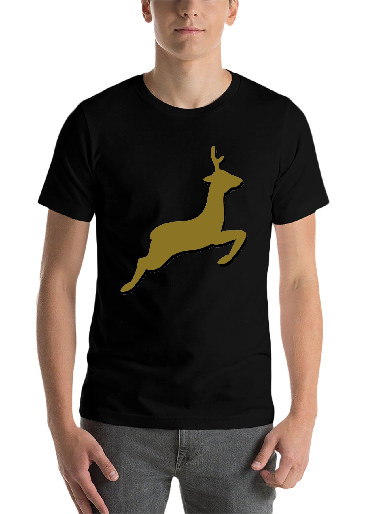 Black Leaping Deer Graphic T-Shirt - Stylish Black Tee view 7