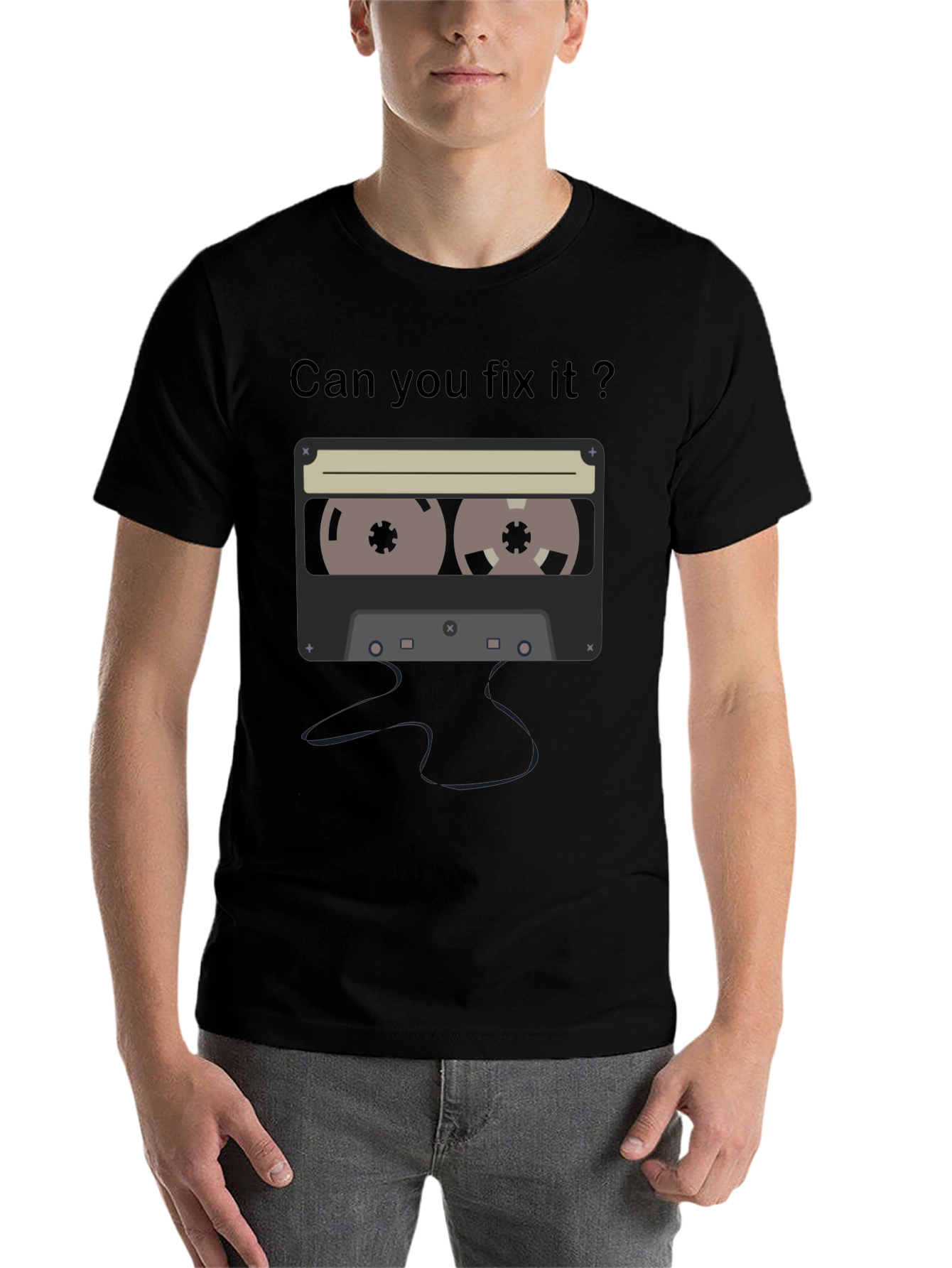 Black Retro Cassette Tape Graphic T-Shirt view 7