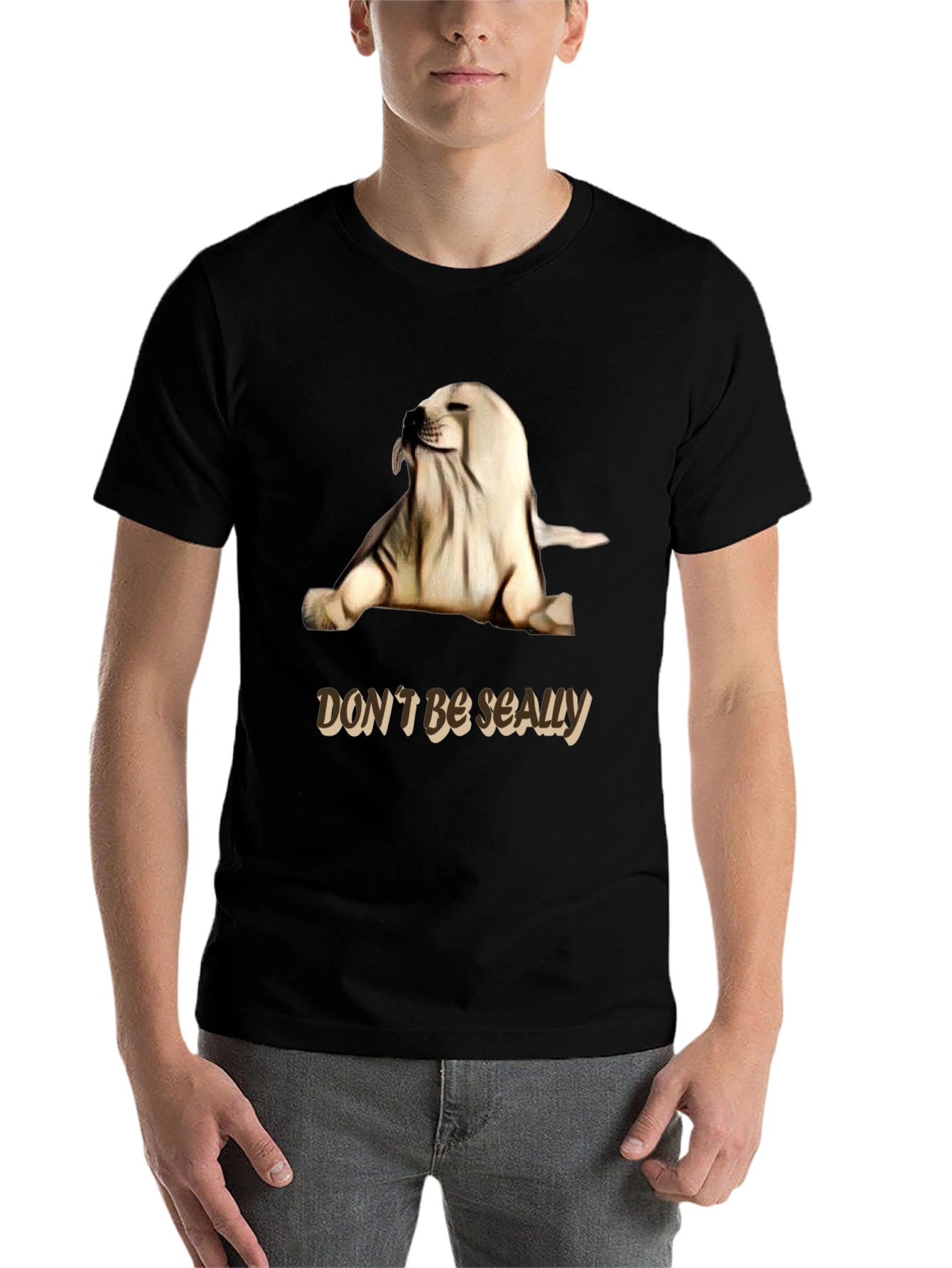 Black Don't Be Seally Graphic Tee - Funny Seal Pun Shirt view 7