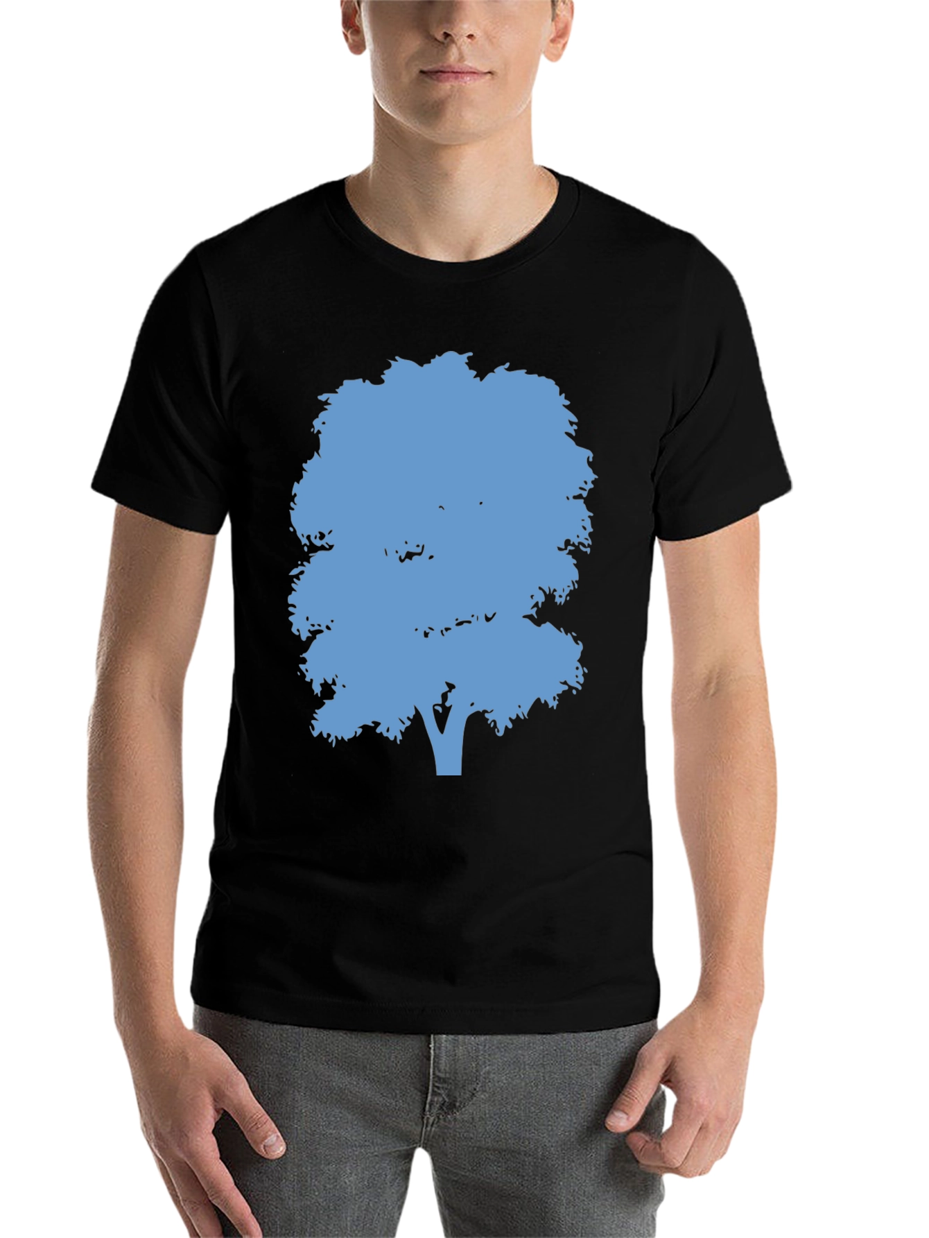 Black Blue Tree Graphic Black T-Shirt view 7