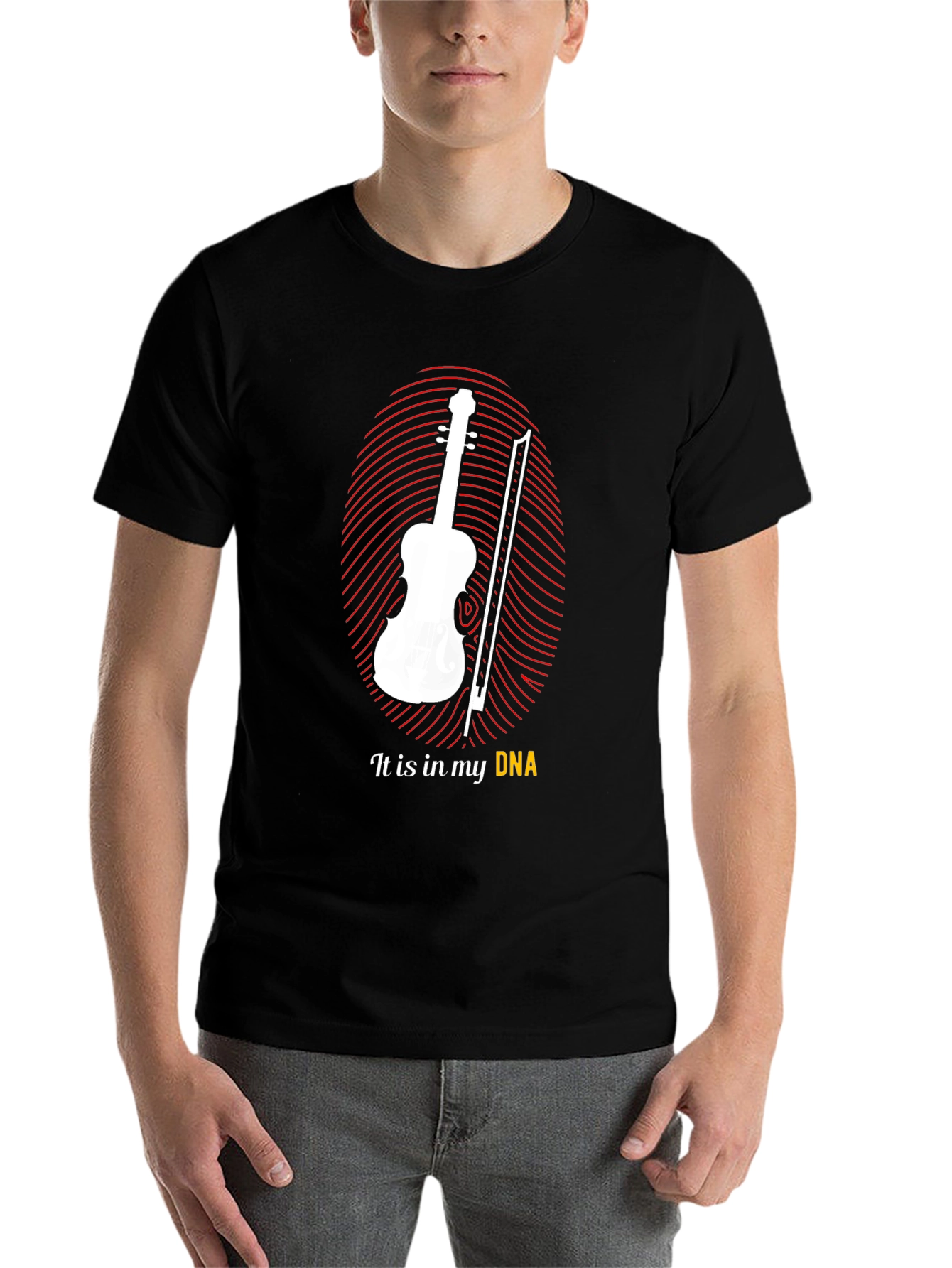 Black Musician's DNA T-Shirt - Violin Player Tee view 7