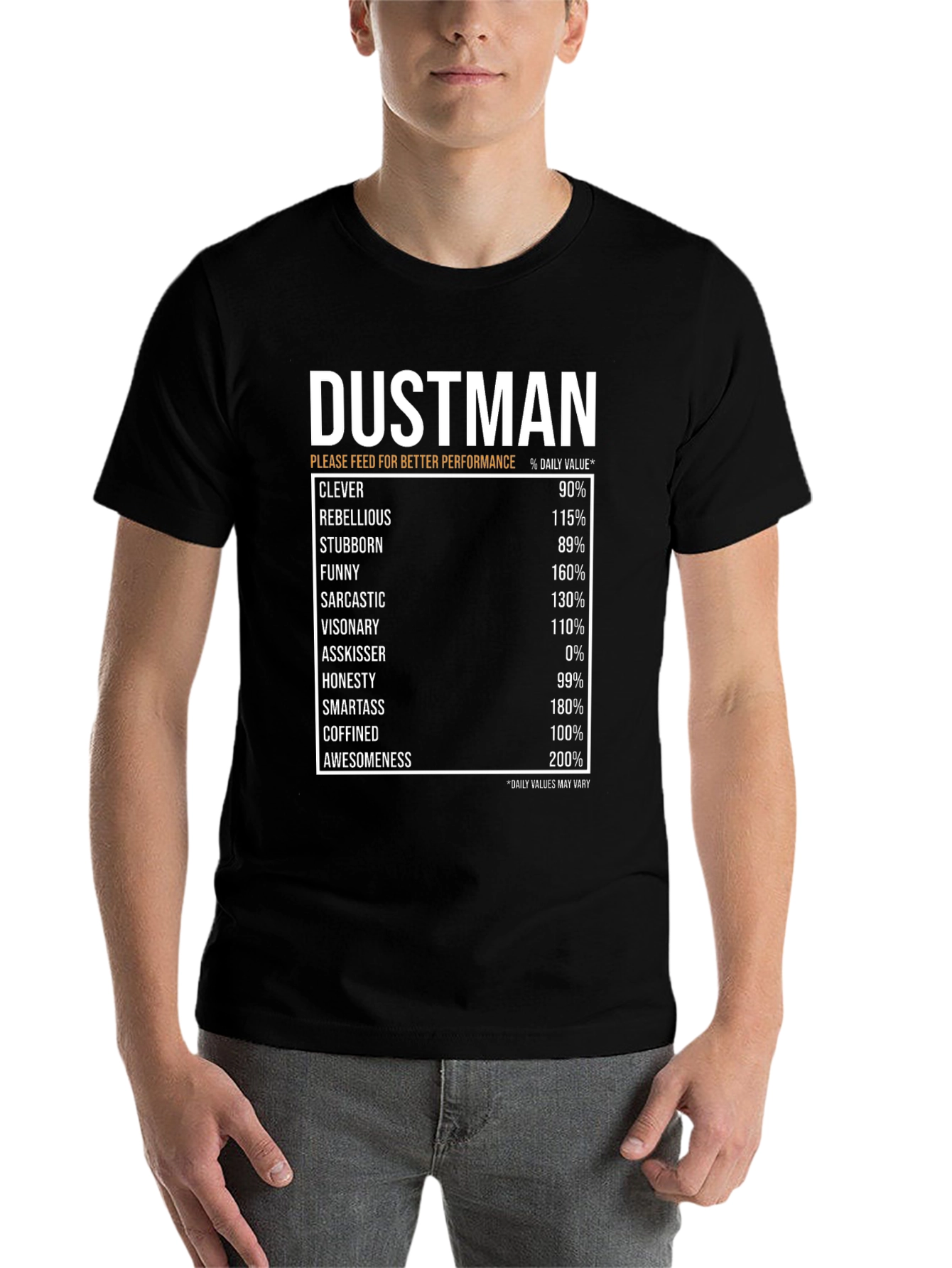 Black DUSTMAN Daily Value T-Shirt, Funny Novelty Gift view 7