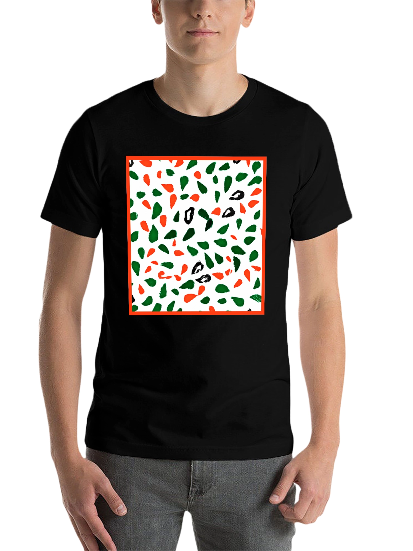 Black Abstract Pattern Graphic Tee - Men's Casual Fashion view 7