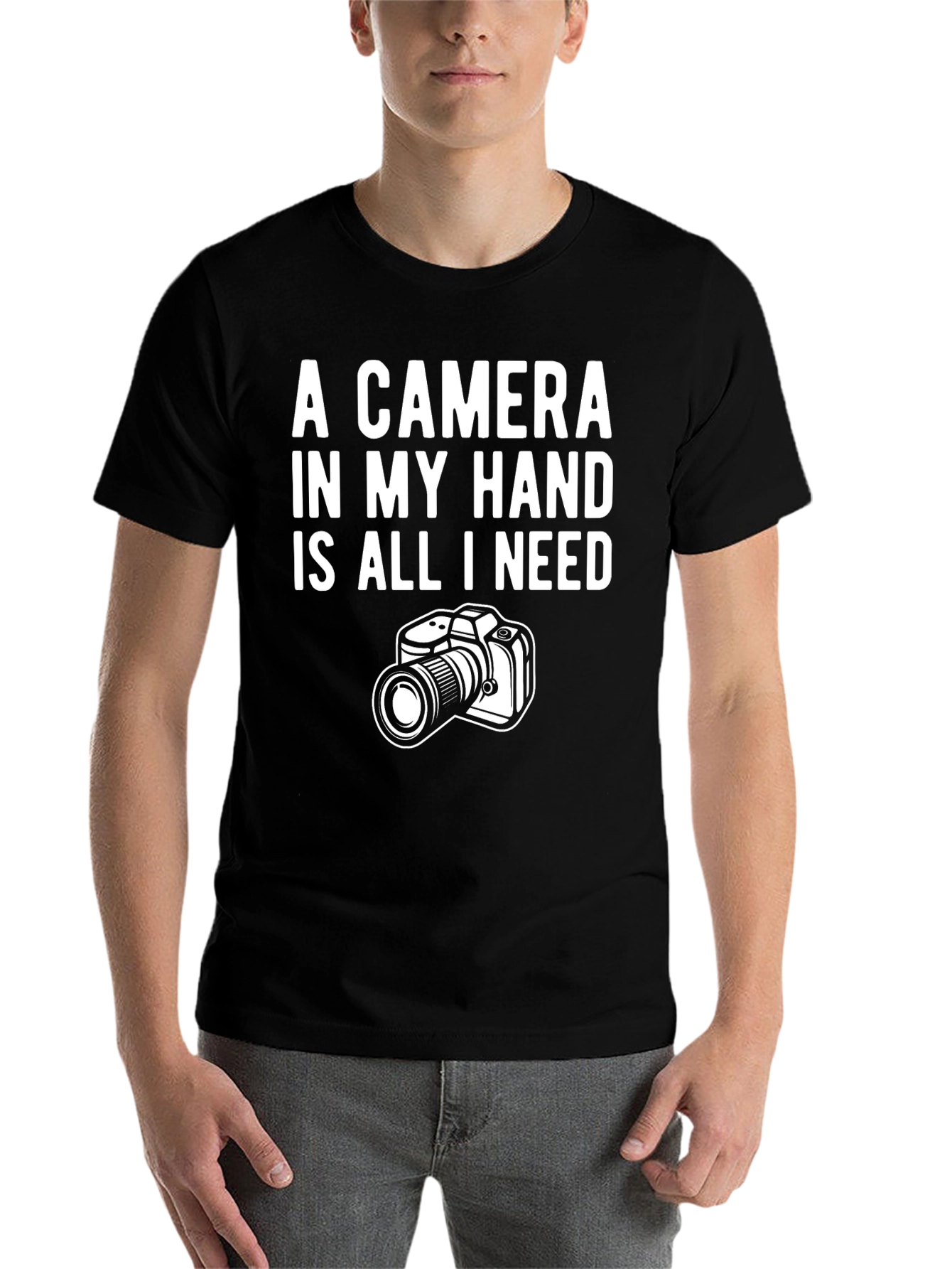 Black Camera Lover T-Shirt: A Camera in My Hand view 7
