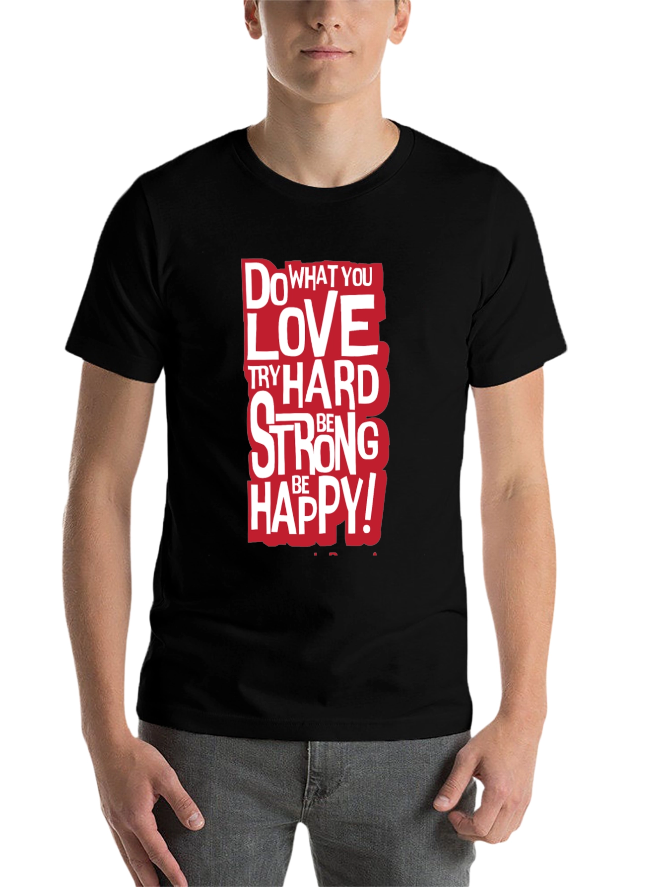 Black Motivational Graphic Tee - Do What You Love Black T-Shirt view 7