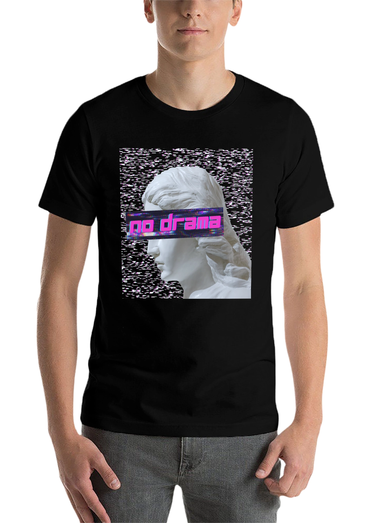 Black No Drama Vaporwave T-Shirt view 7