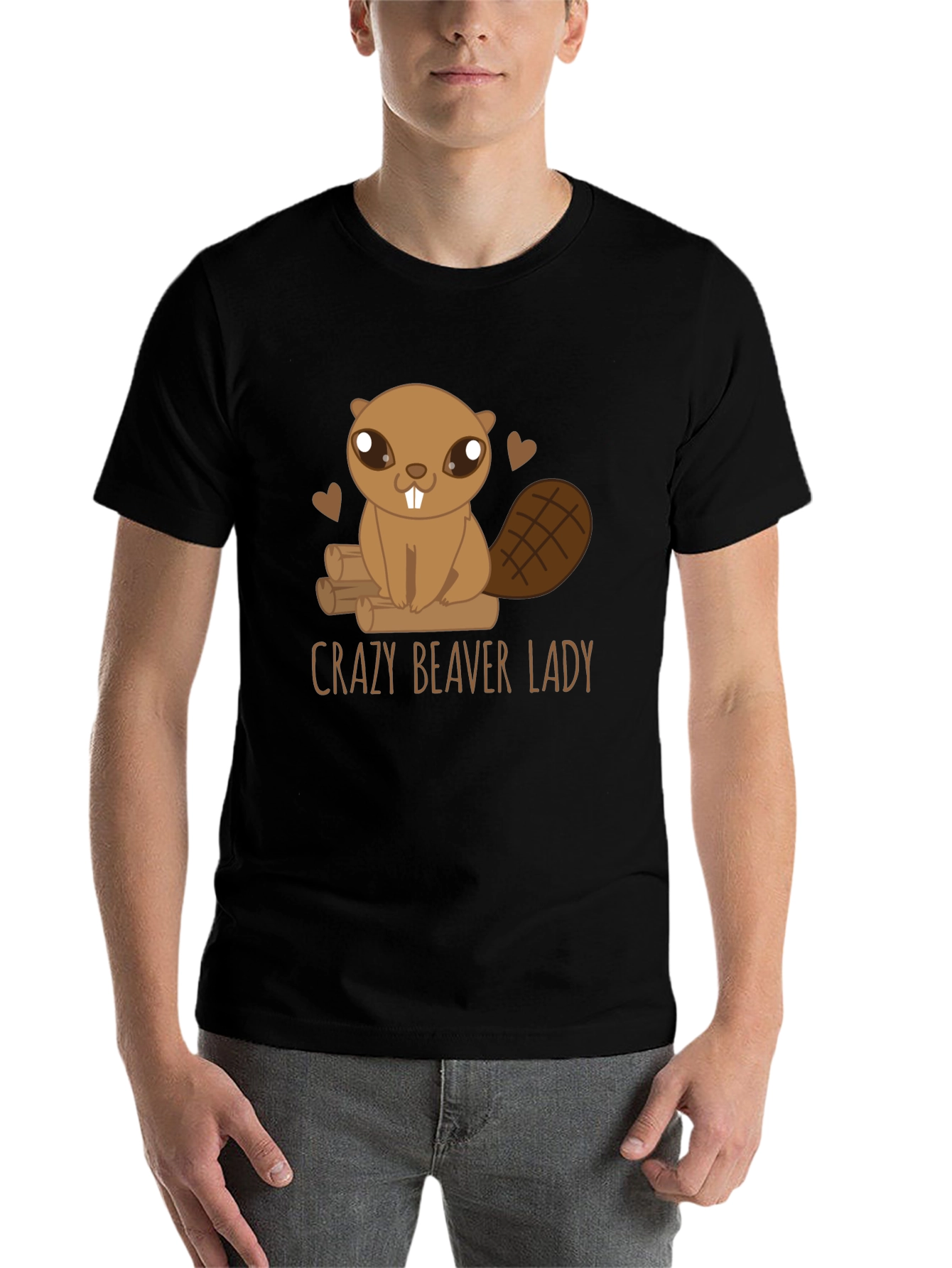 Black Crazy Beaver Lady Graphic Tee view 7