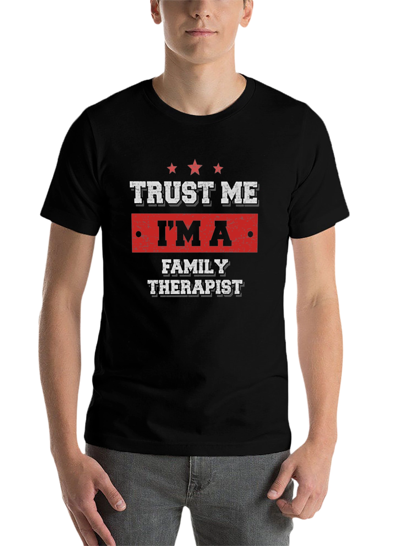 Black Trust Me I'm A Family Therapist T-Shirt view 7