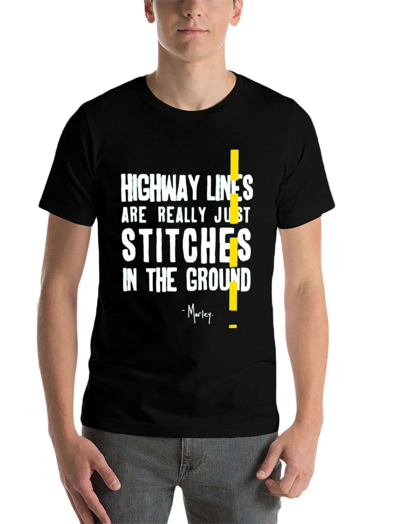 Black Highway Lines T-Shirt - Stitches in the Ground Tee view 7