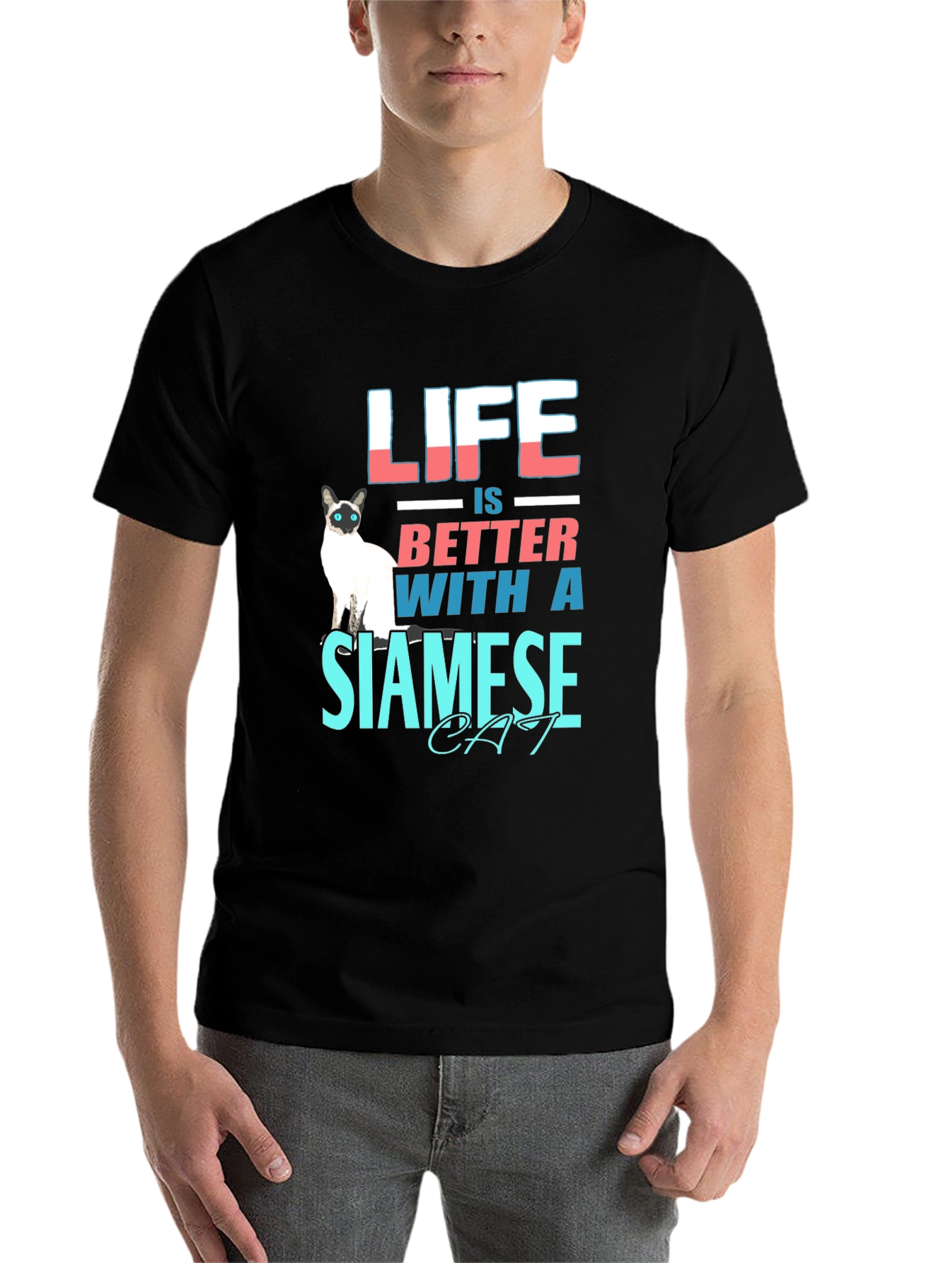 Black Life Is Better With a Siamese Cat T-Shirt view 7