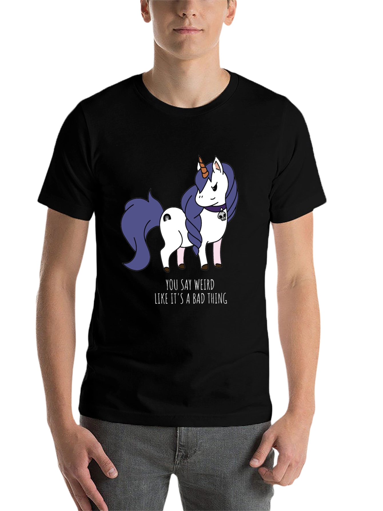Black Weird Unicorn T-Shirt - Funny Graphic Tee for Men view 7