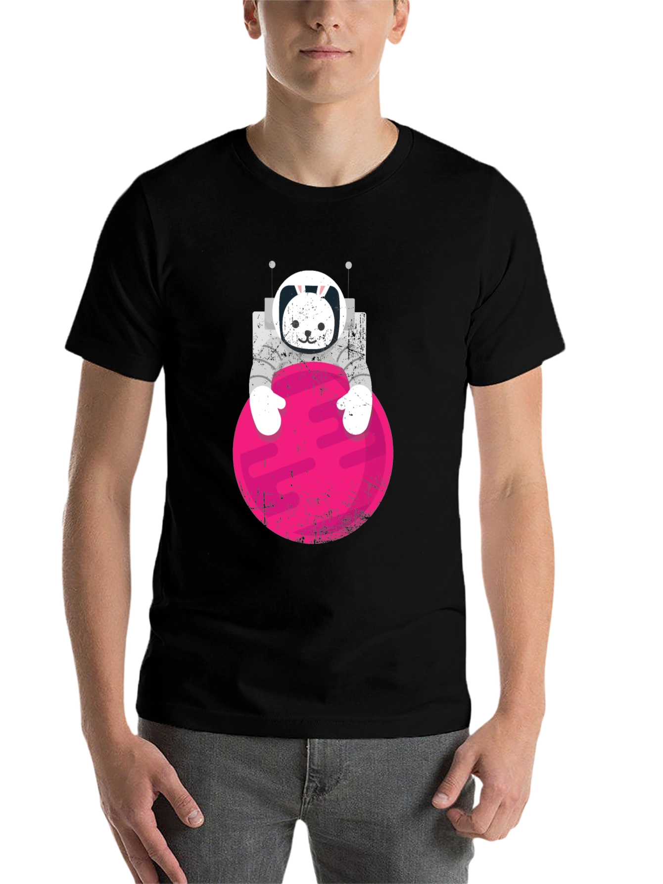 Black Astronaut Bunny Graphic T-Shirt view 7