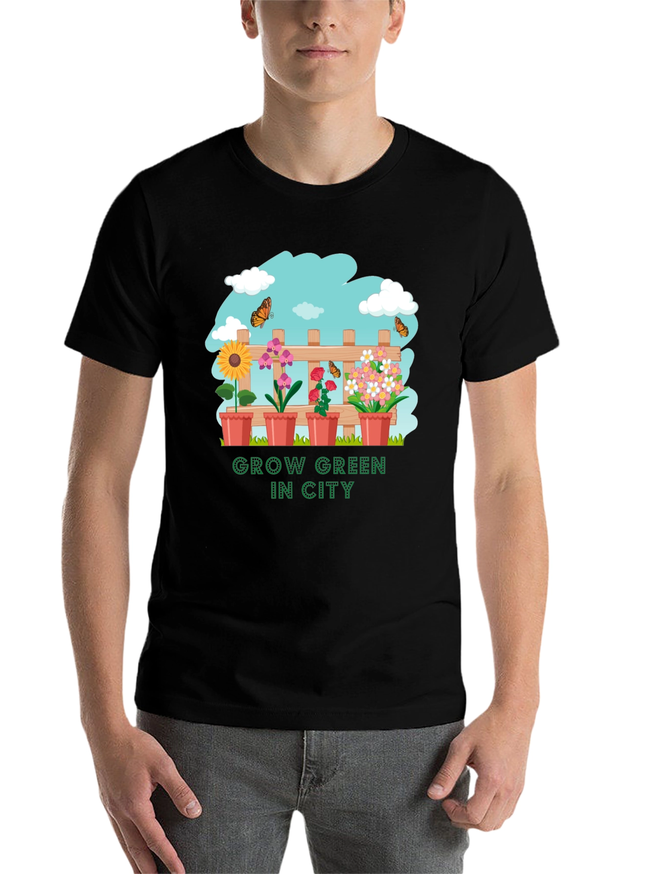 Black Grow Green in City Graphic T-Shirt view 7