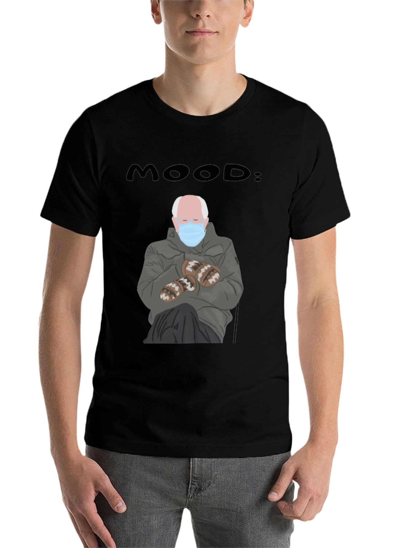 Black Mood: Bernie Meme Graphic T-Shirt view 7