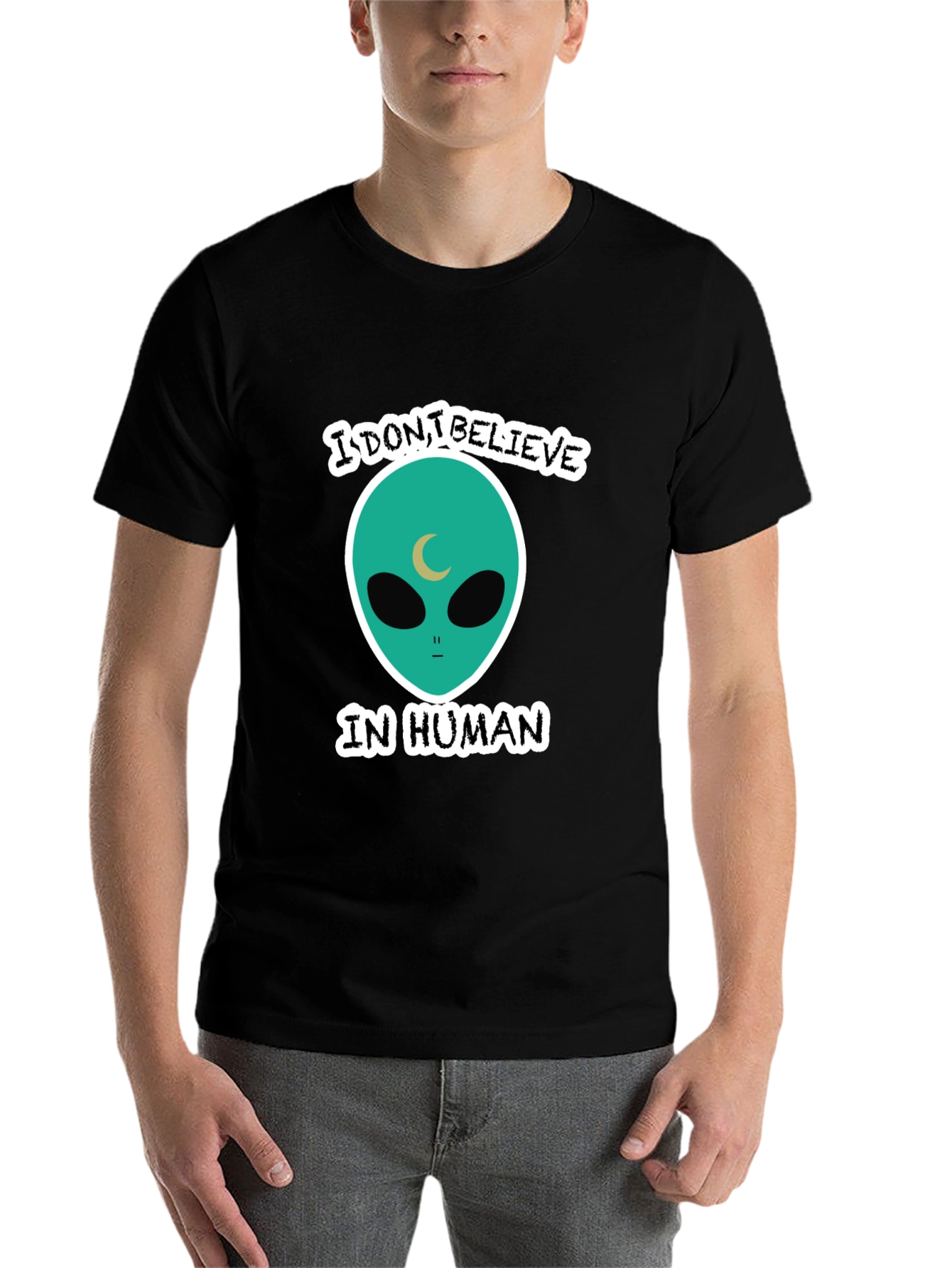 Black I Don't Believe in Humans Graphic Tee view 7