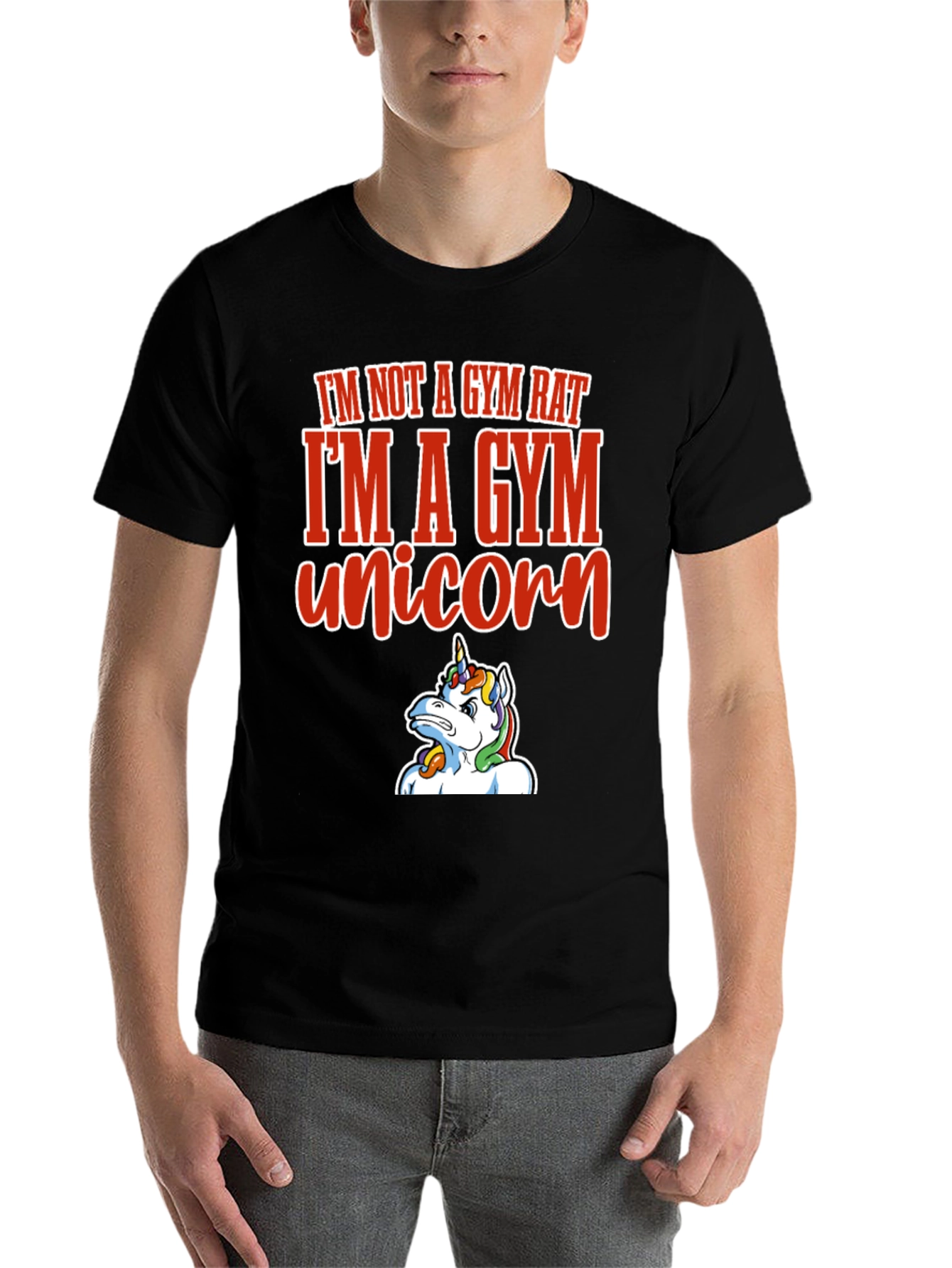 Black Gym Unicorn Graphic Tee - Funny Workout Shirt view 7